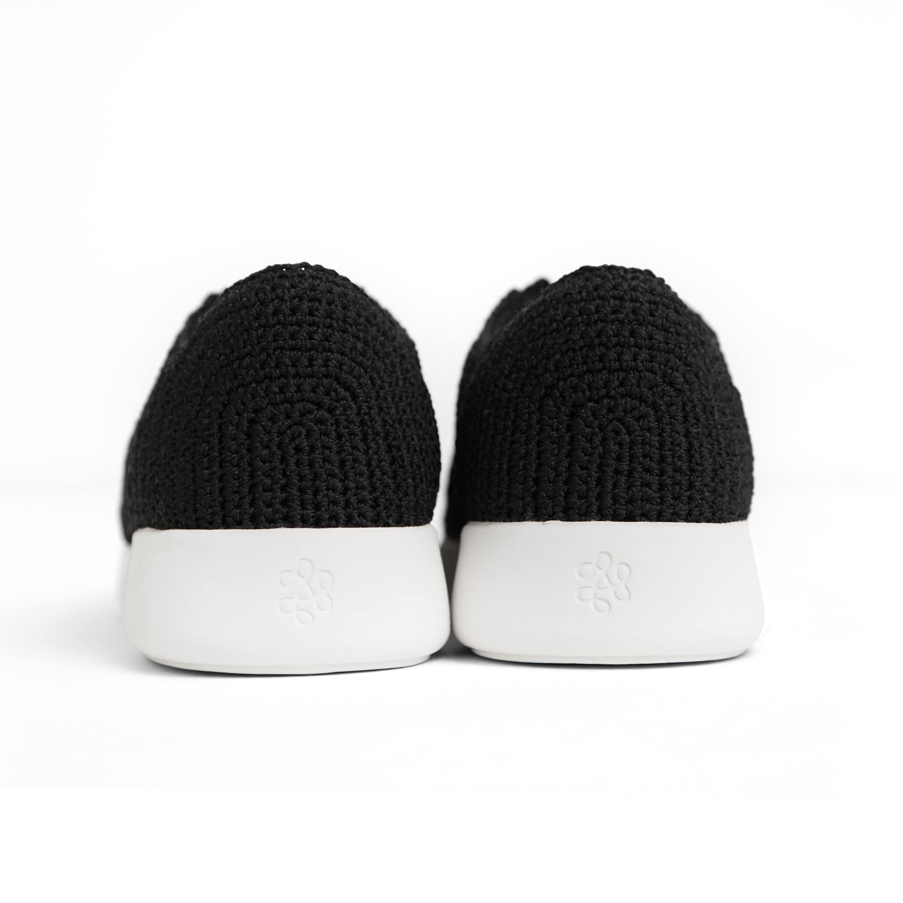 Hand Crochet Asha Sneakers - Black Women's Comfortable Knit Shoes for Casual Wear & Outdoor Walking