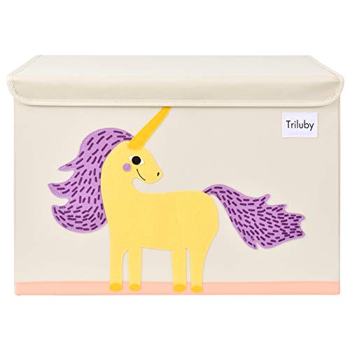 Foldable Toy Storage Box with Flip-Top Lid - Collapsible Fabric Toy Organizer for Kids, Boys & Girls - Baby Nursery Toy Chest for Clothes, Books & Stuffed Animals - Perfect for Bedroom, Playroom & Daycare (Unicorn Design)