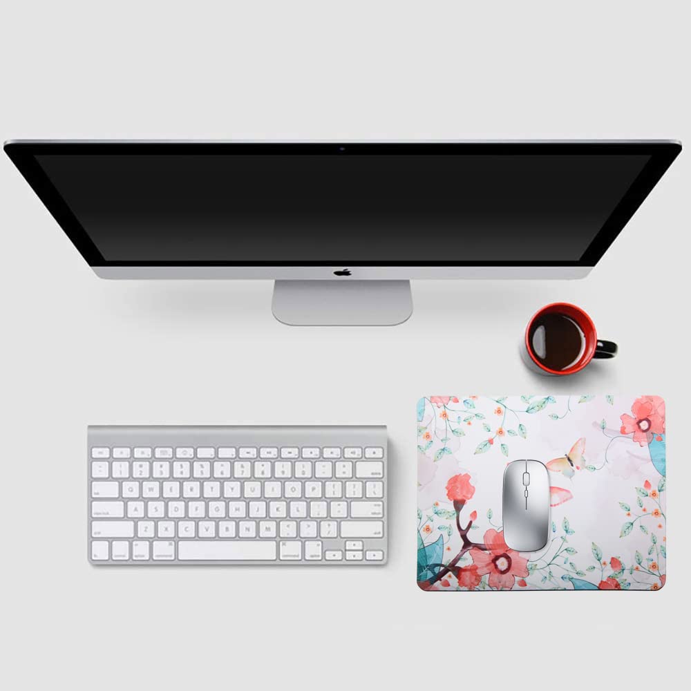 Premium Non-Slip Gaming Mouse Pad with Rubber Base - Butterfly & Floral Design (9.5