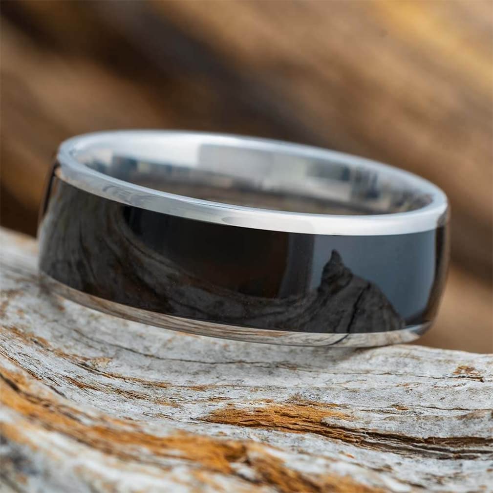 Men's Titanium African Blackwood Comfort-Fit Dome Ring - 10mm Wide Band, Hypoallergenic & Durable Wedding Band for Men, Perfect for Everyday Wear & Special Occasions