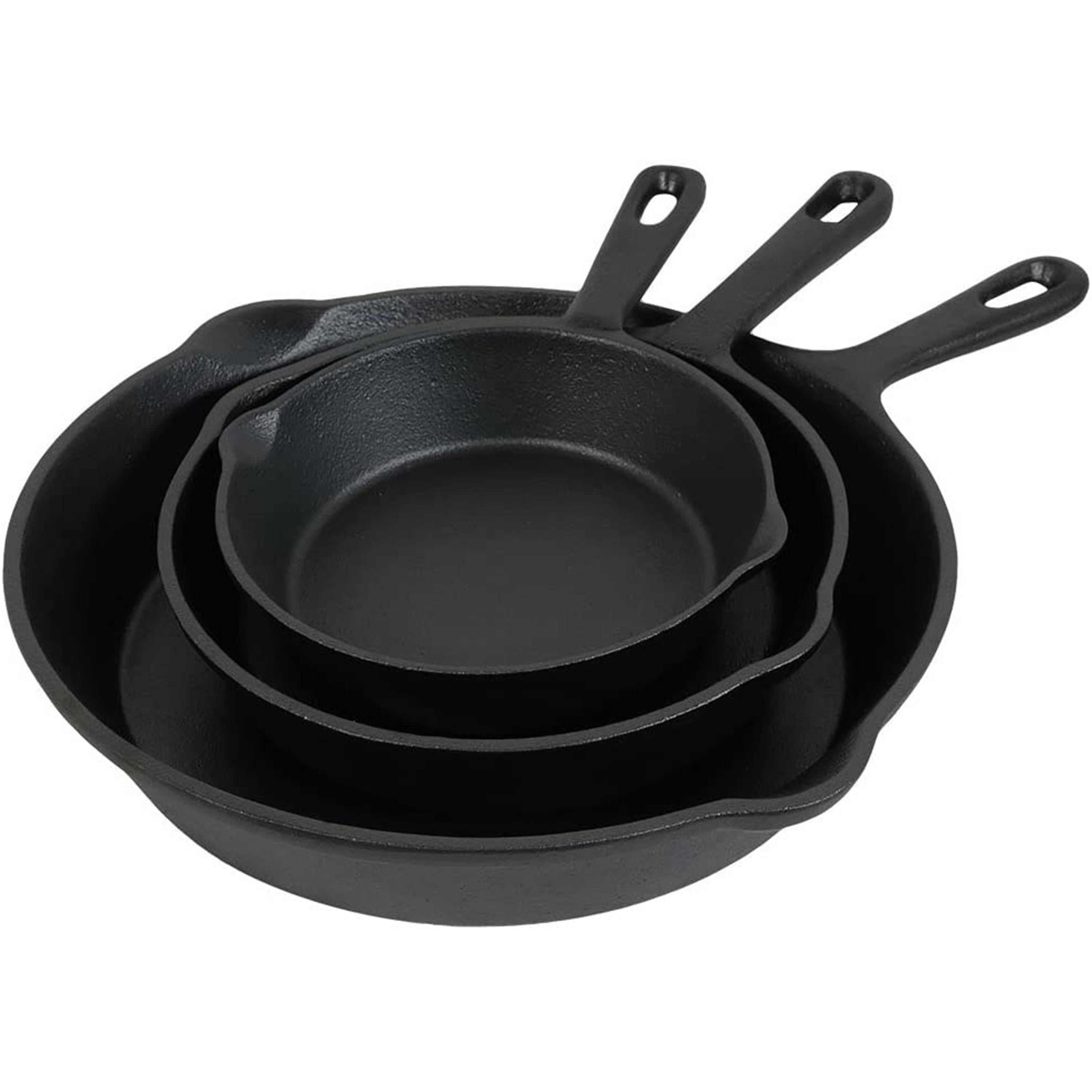 Premium Pre-Seasoned 3-Piece Cast Iron Skillet Set - 8