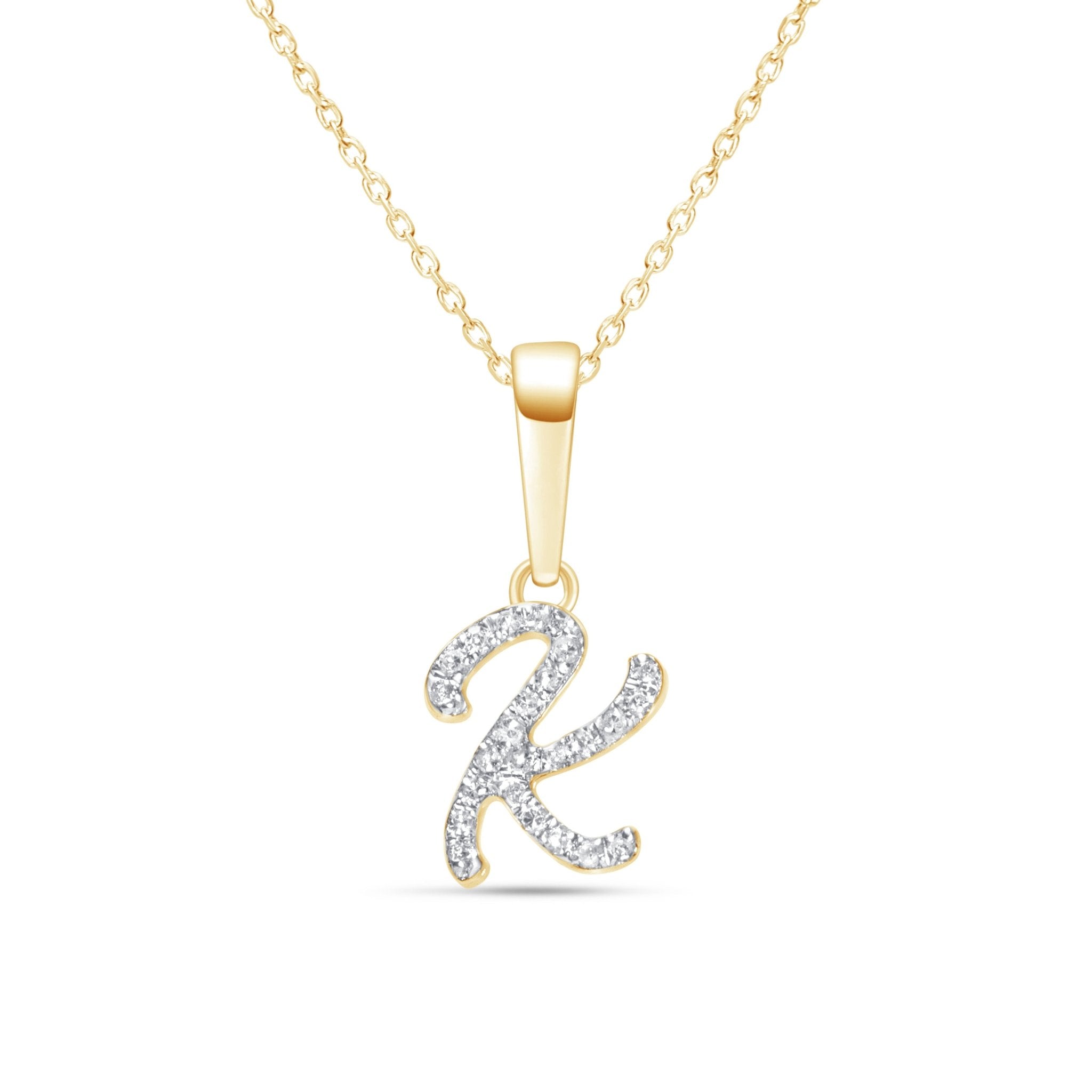 14K Yellow Gold Cursive Diamond Initial Necklace - Personalized Name Pendant for Women, Dainty Letter Jewelry Gift for Mom, Wife, Daughter | Perfect for Birthdays, Anniversaries & Everyday Elegance