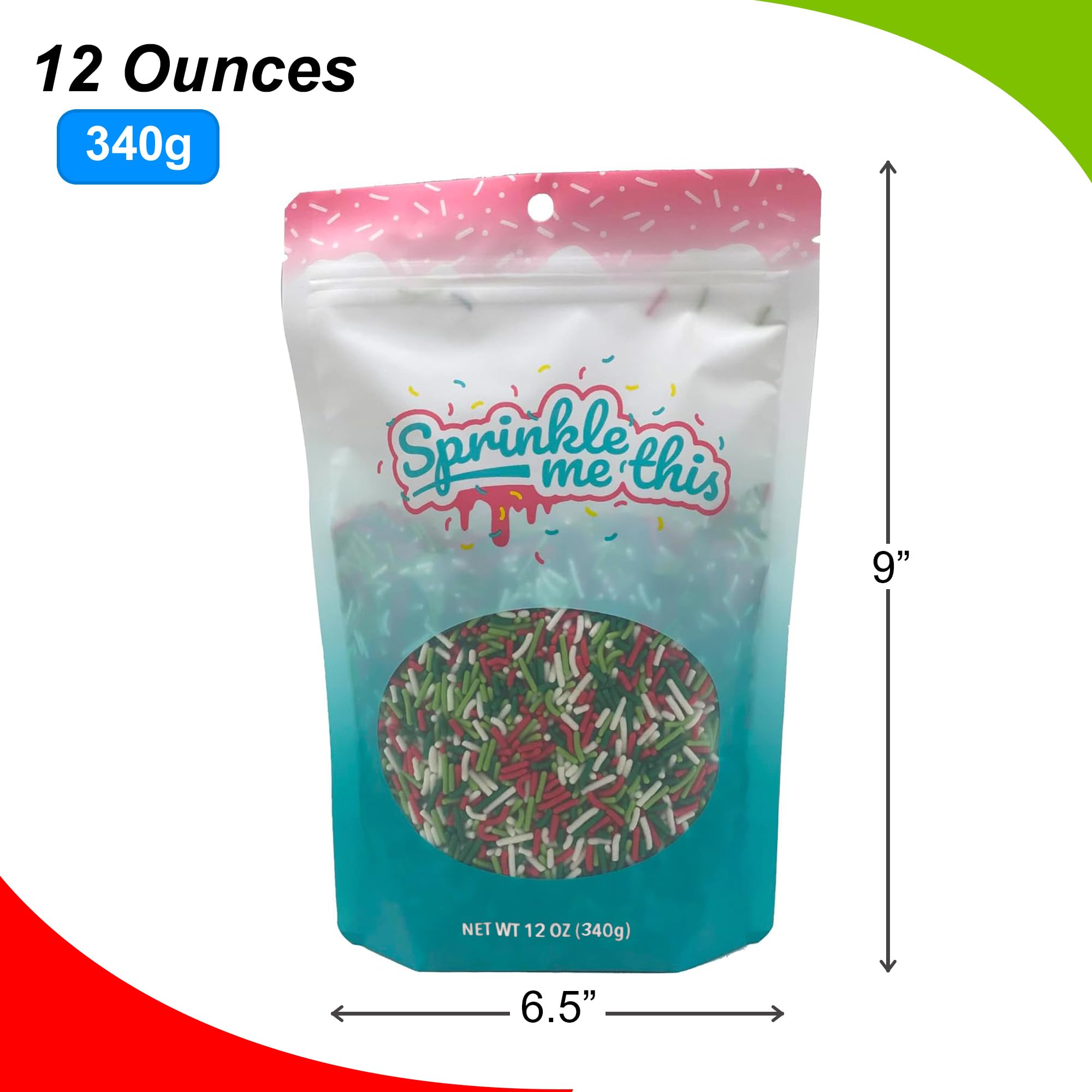 Christmas Mistletoe Magic Sprinkle Mix - 12oz Resealable Candy Bag for Baking, Holiday Desserts & Cake Decorating - Bulk Christmas Sprinkles for Cookies, Cupcakes & DIY Treats (Perfect for Holiday Parties & Gift Giving)