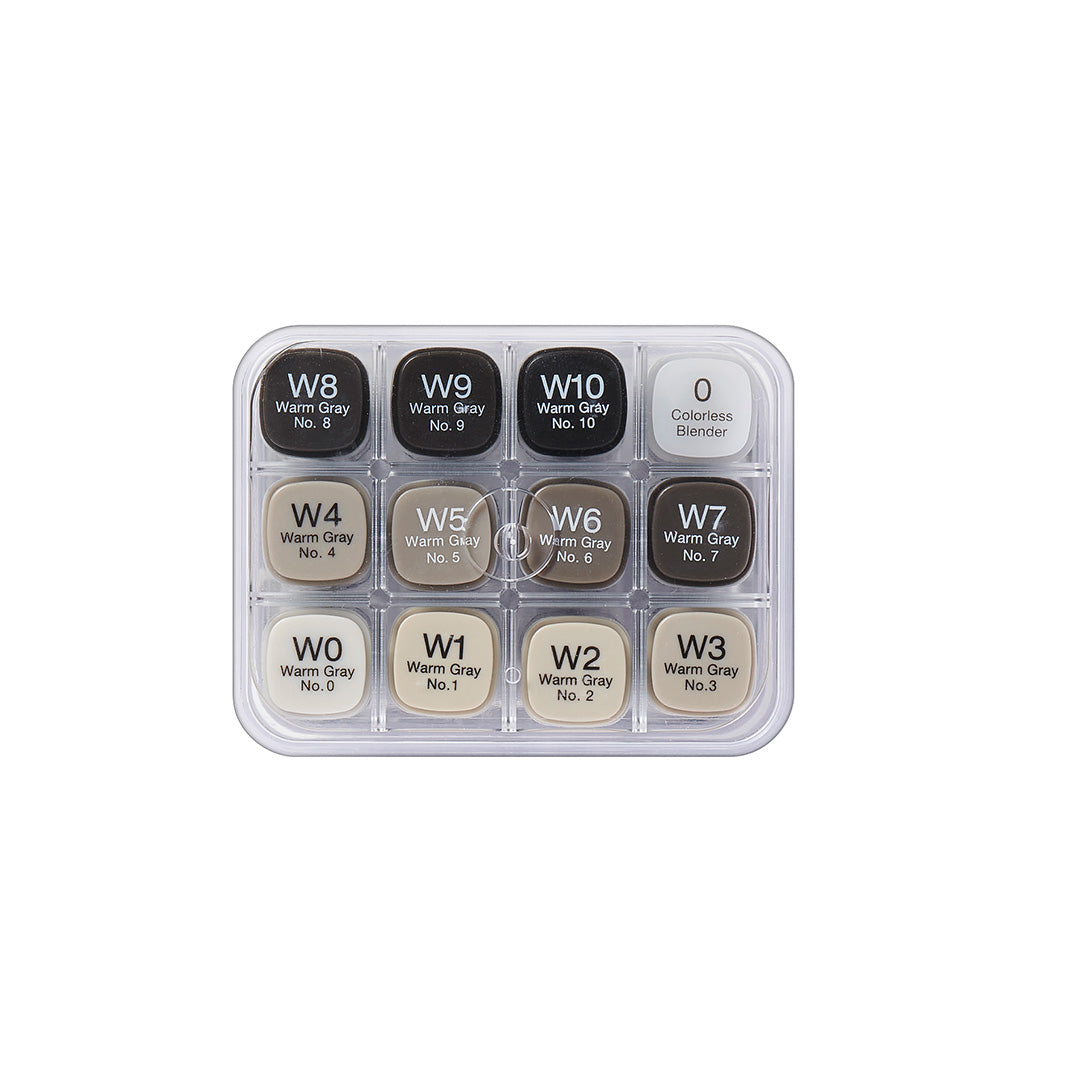 Copic Sketch Marker Pen Set - 12 Warm Grey Alcohol-Based Markers for Artists, Illustrators & Designers - Perfect for Sketching, Manga, Comic Art & Coloring Books