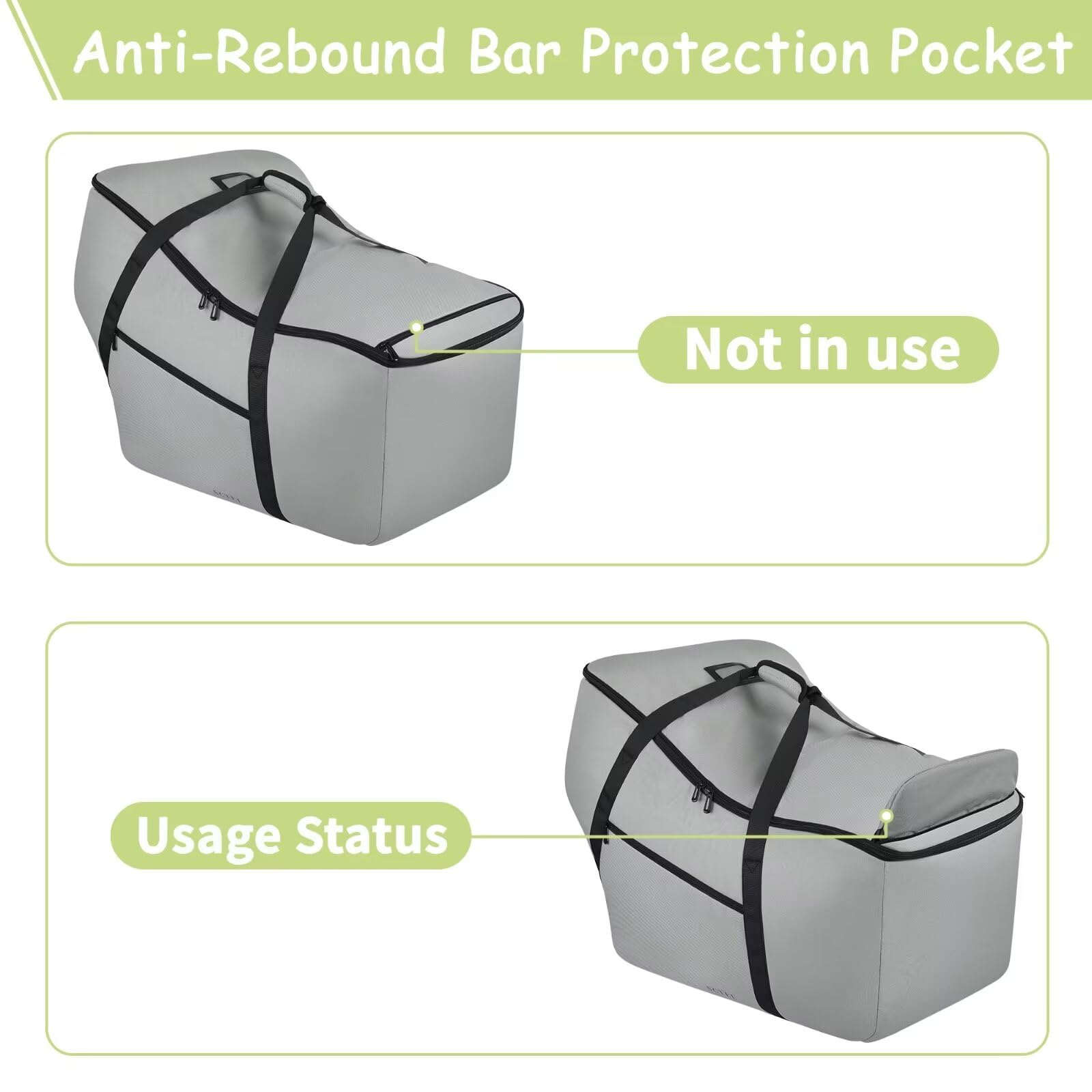 Infant Car Seat Travel Bag - Universal Fit for Chicco, Graco, Nuna, Cosco, Britax & Uppababy Car Seats with Anti-Rebound Bar Base | Waterproof, Dirt & Tear Resistant Airplane Travel Bag (Grey) | Perfect for Air Travel, Road Trips & Storage Protection