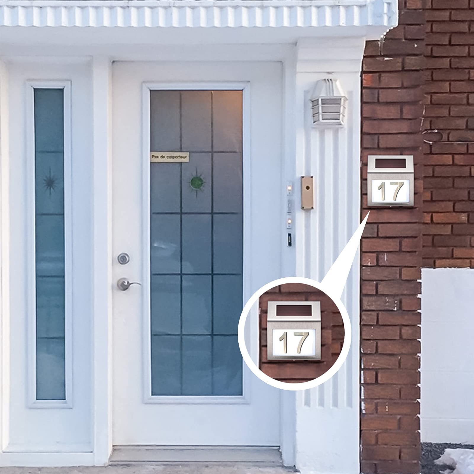 Modern Stainless Steel House Numbers - 3 to 6 Inch Silver Metal Address Plaques for Mailbox & Front Door Decor - Weatherproof Self-Adhesive Backing - Perfect for Home, Apartment, and Business Exterior Signage