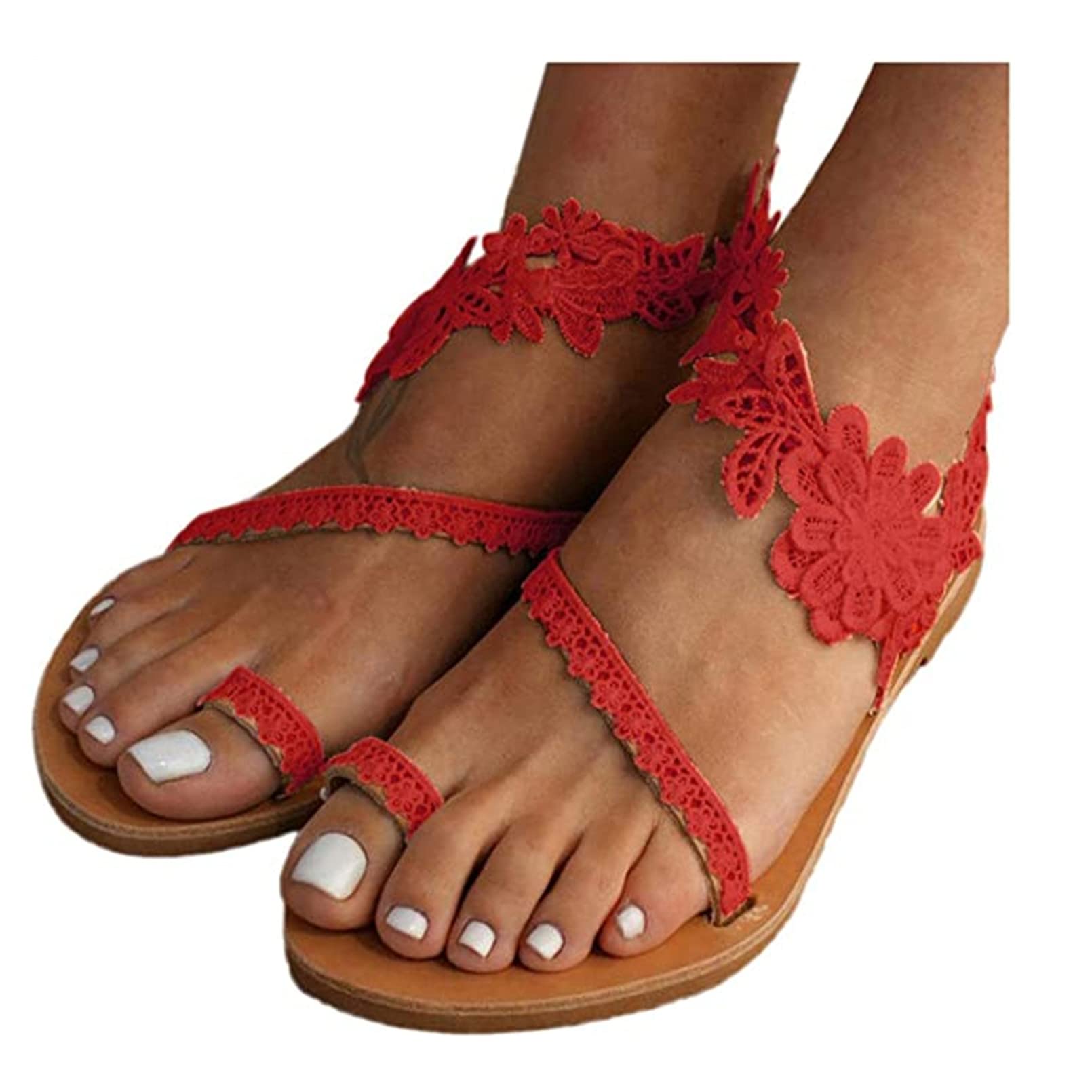 Women's Bohemian Flat Sandals - Open Toe Casual Summer Sandals for Women - Dressy Cute Boho Flip Flops for Beach, Vacation & Everyday Wear