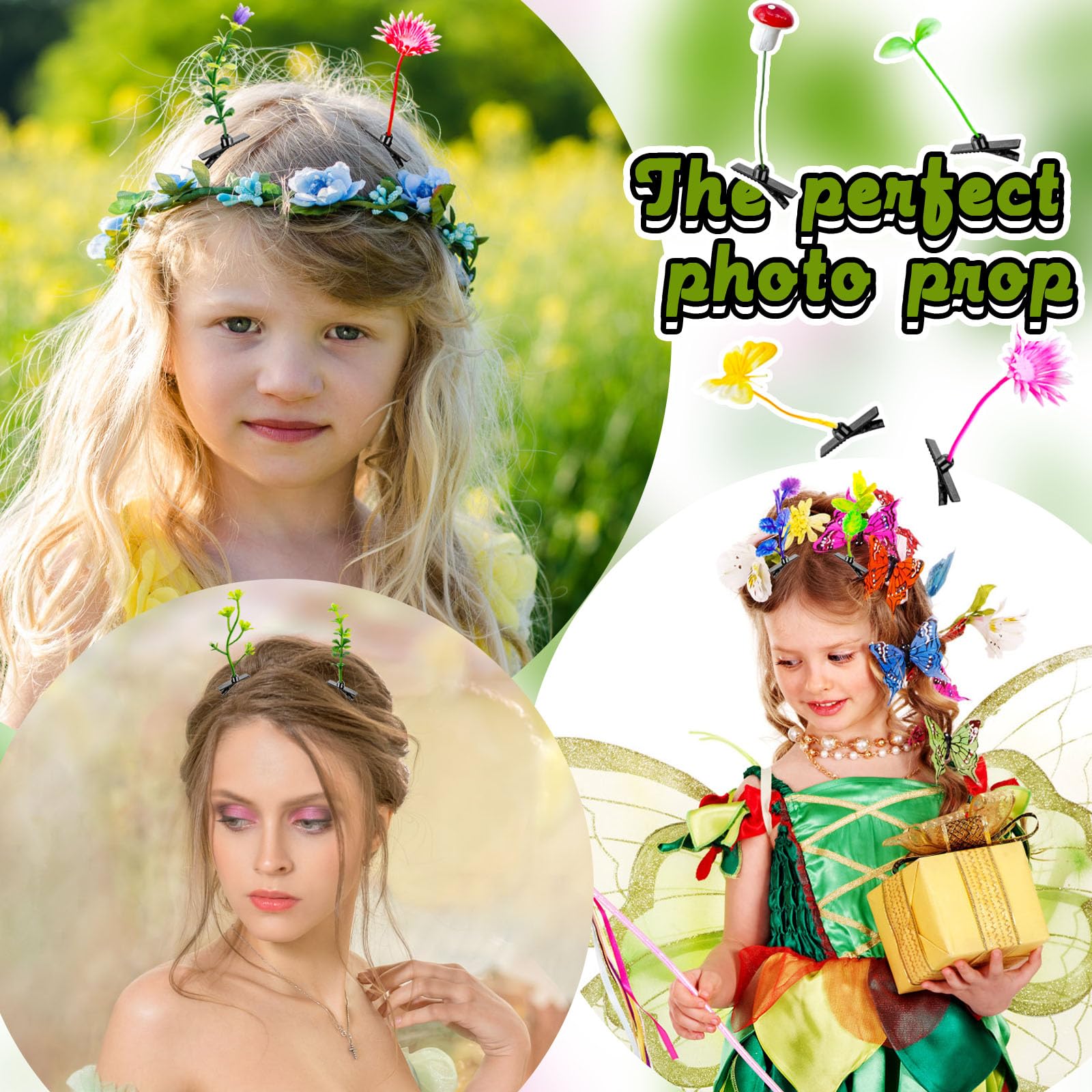 60 Pcs Mixed Style Bean Sprout Hair Clips - Floral Plant Hairpins for Women & Girls - School, Home & Party Hair Accessories - Perfect for Daily Wear, Weddings & Special Occasions