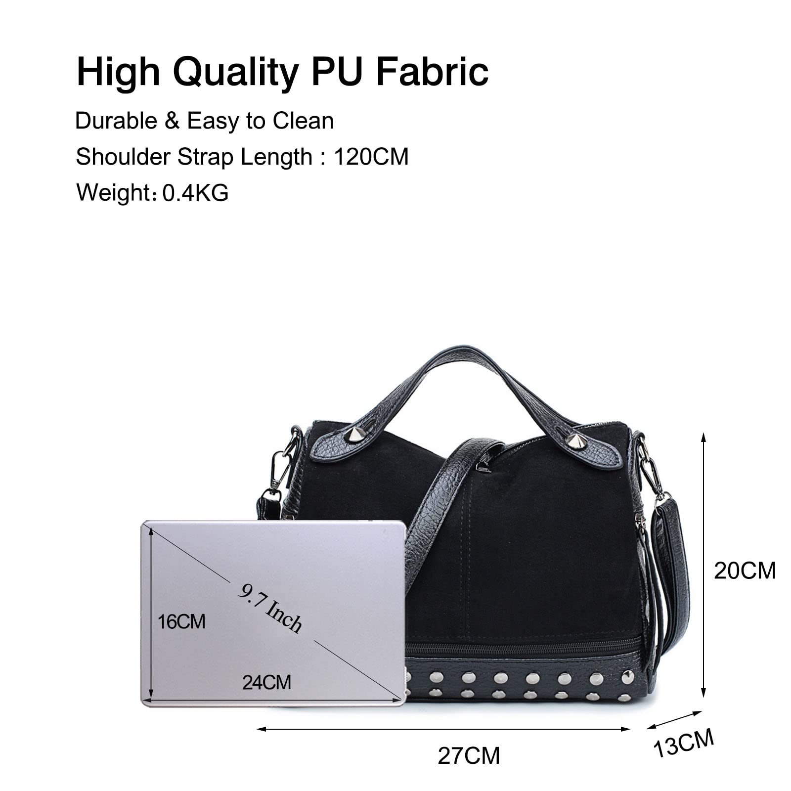 FANDARE Women's Elegant Top-Handle Shoulder Bag - PU Leather Crossbody Purse for Business, Work & Travel - Waterproof Ladies Handbag (Black) | Perfect for Office Commute, Business Meetings & Daily Essentials