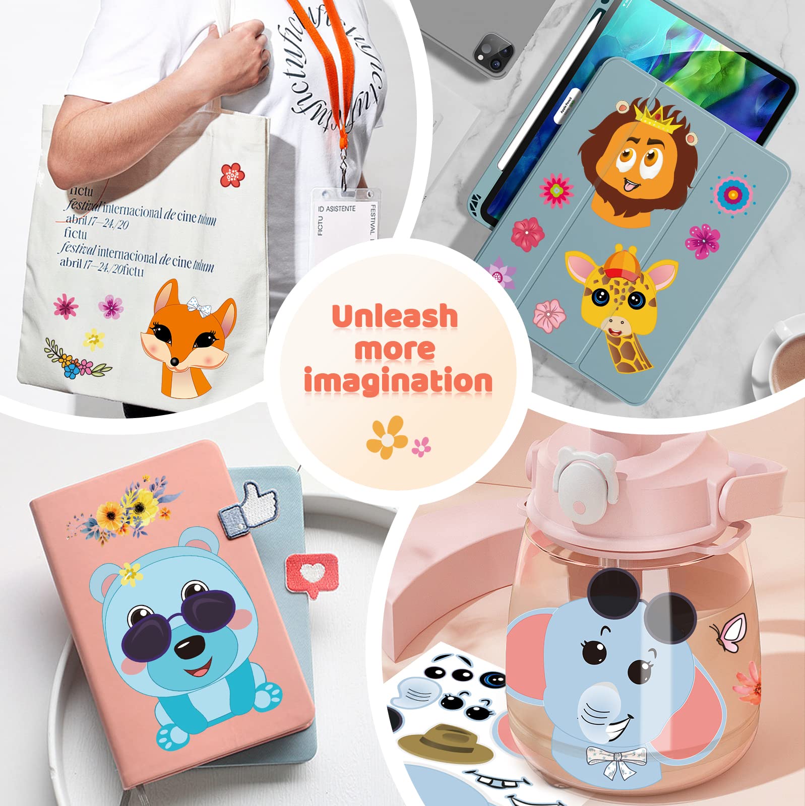 Sinceroduct DIY Woodland Animal Face Stickers for Kids - 60 Sheets with 20 Cute Animal Designs, Make Your Own Stickers, Perfect for Classroom Rewards, Birthday Party Favors & Kids Crafts (Great for School Projects, Scrapbooking & Creative Play)