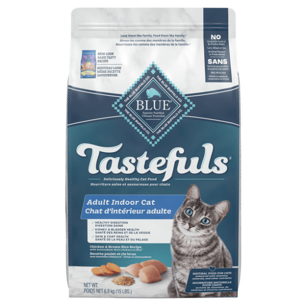 BLUE Tastefuls Indoor Health Chicken & Brown Rice Recipe Dry Cat Food - Premium Natural Nutrition for Adult Cats - Perfect for Weight Control & Digestive Health - Ideal for Indoor Cats & Sensitive Stomachs