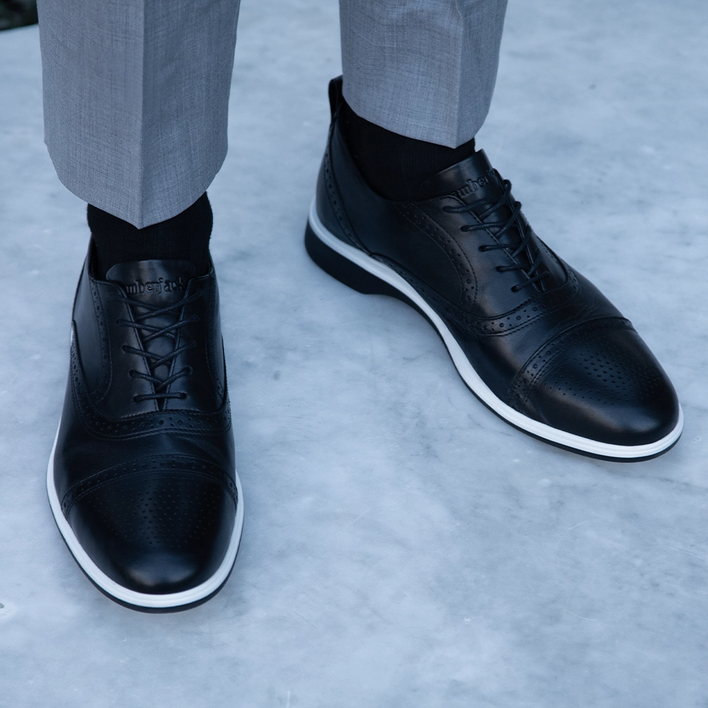 Premium Cap Toe Dress Shoes for Men - Classic Onyx Black Formal Oxfords for Business, Wedding & Office Wear