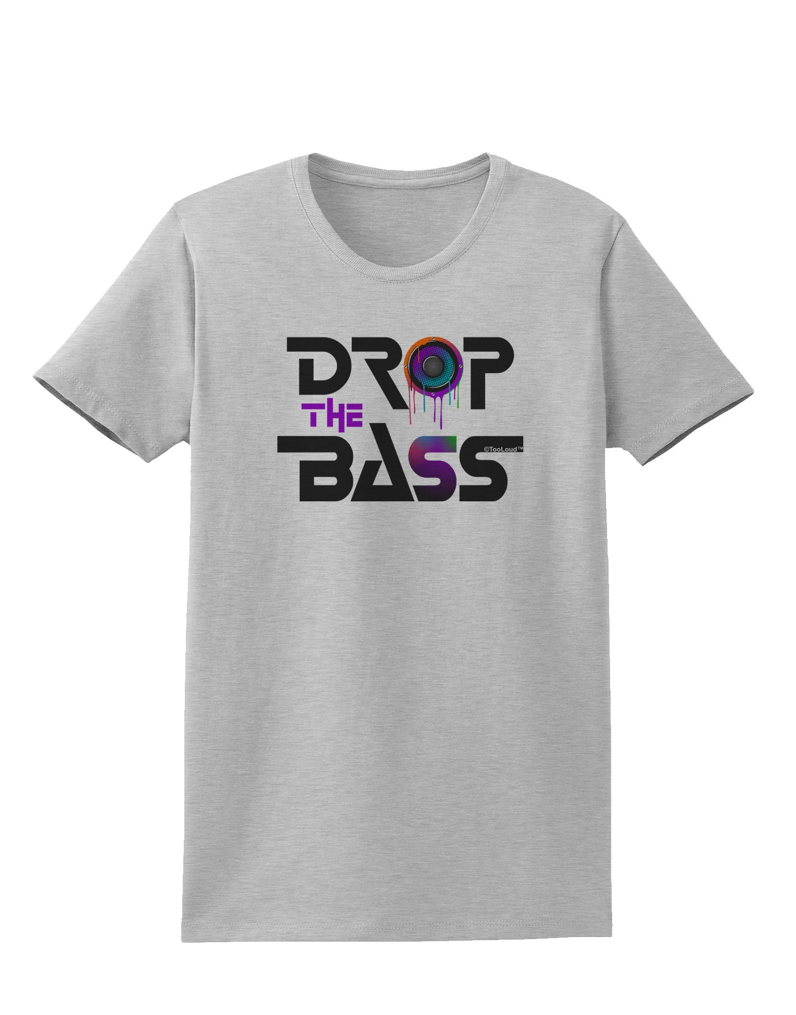 TooLoud Drop The Bass - Drips Speaker Graphic Women's T-Shirt | Cool Music & Bass Lover Tee for Concerts & Casual Wear