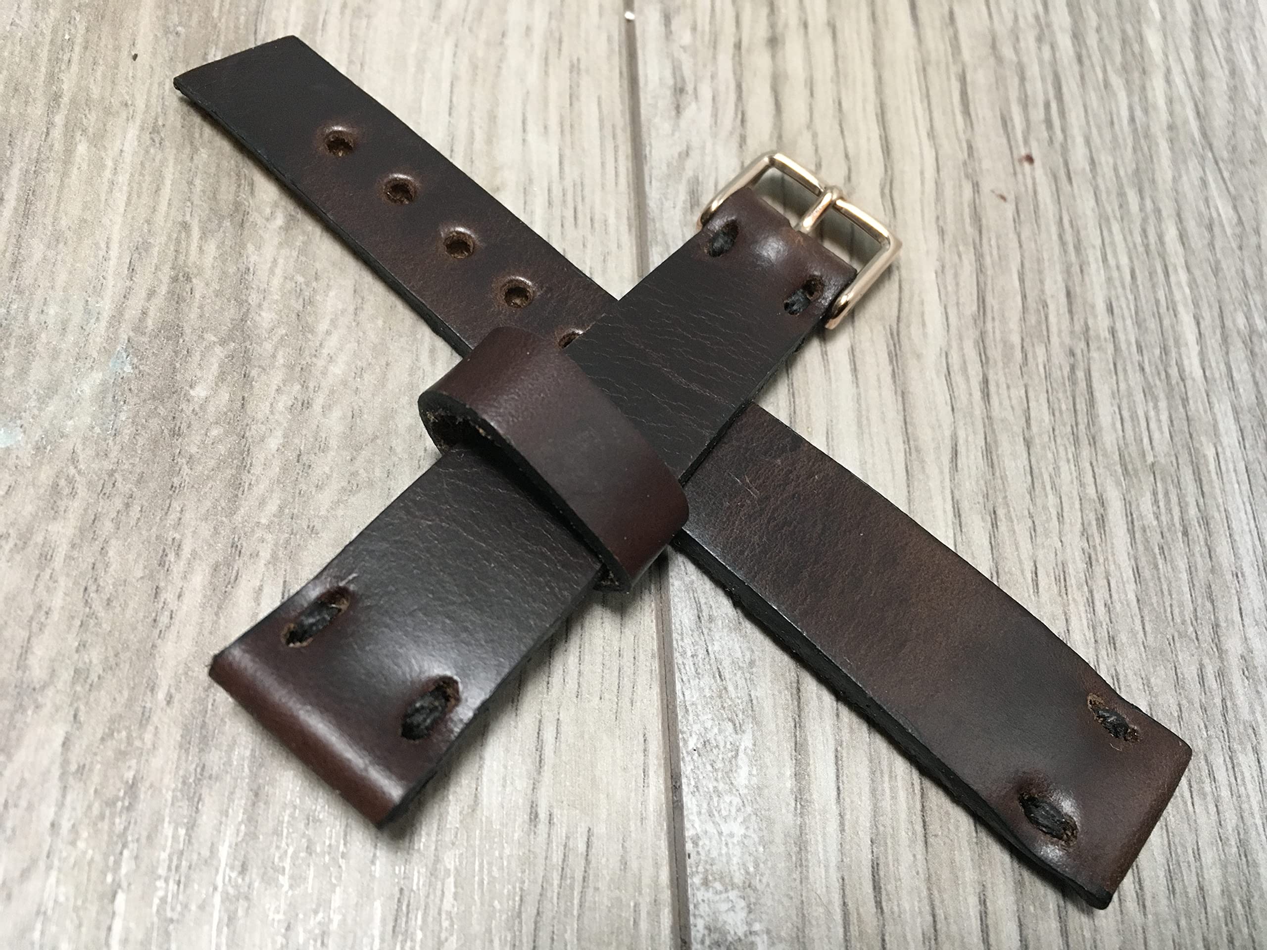 Premium Horween Leather Watch Band - 16mm Chromexcel Brown & Ink Blue Strap for Men | Durable Replacement Watch Strap for Apple Watch, Garmin, Samsung & More | Perfect for Business, Casual & Outdoor Activities