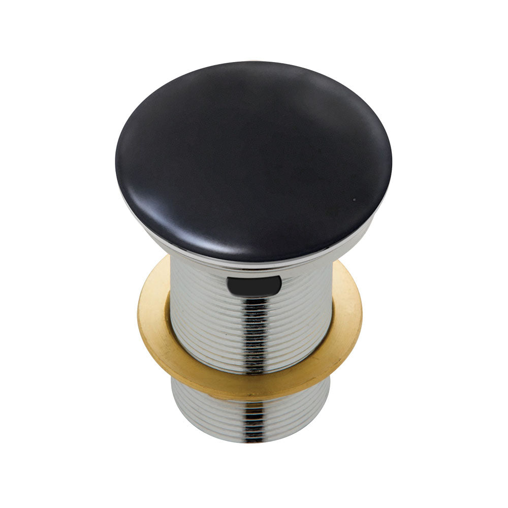 Fienza 32mm Ceramic Pop-Up Drain with Overflow - Matte Black Bathroom Sink Drain for Modern & Luxury Homes