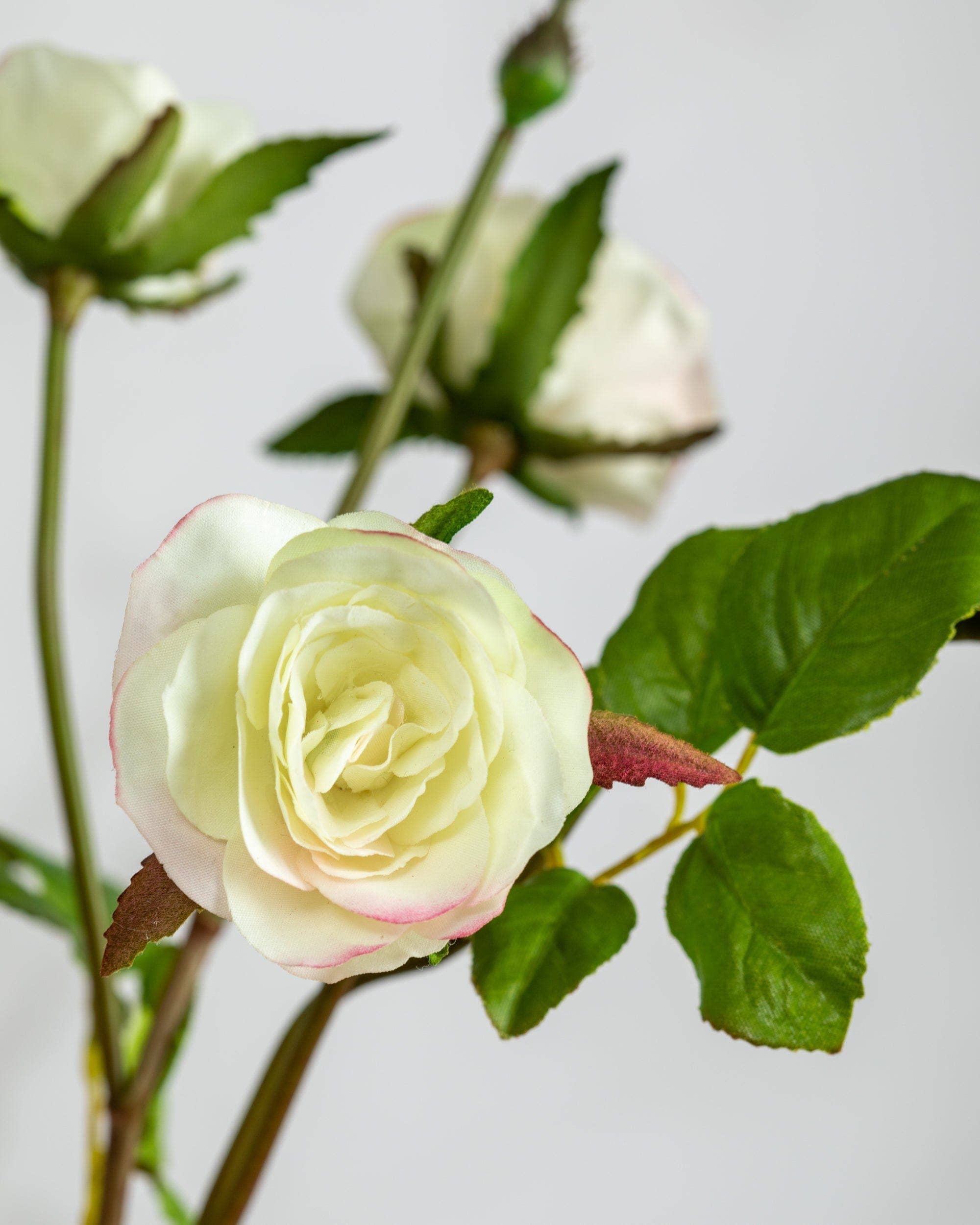 Artificial White Floribunda Rose Spray 19