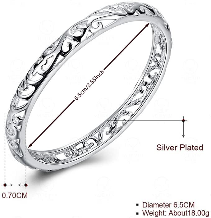 Sterling Silver Bangle Bracelet for Women - Elegant Open Cuff Bracelet | Fashion Jewelry Gift for Her | Perfect for Everyday Wear, Parties & Special Occasions