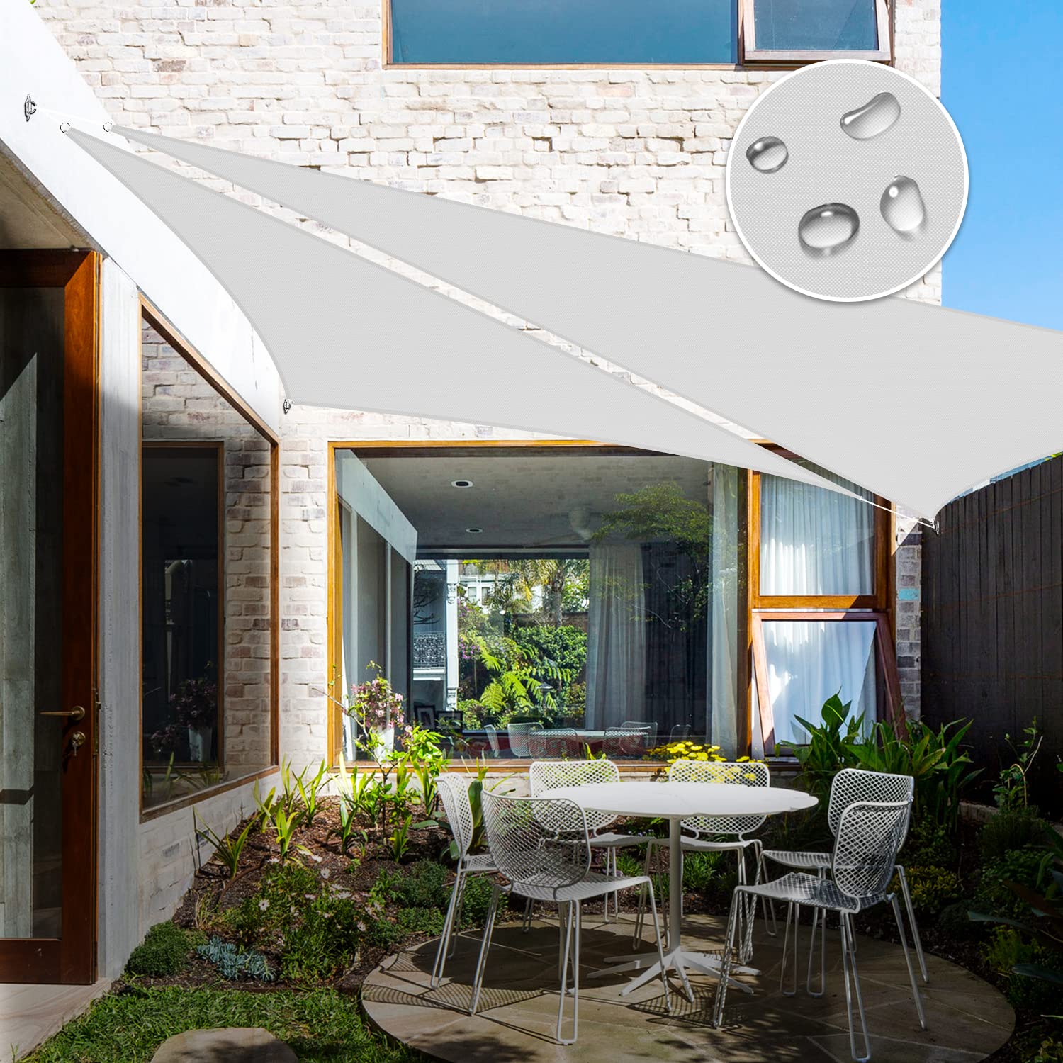13' x 13' x 13' Waterproof Triangle Sun Shade Sail - UV Block Canopy Cover for Pergola, Patio, Deck, Balcony & Yard - Light Gray Outdoor Shade Solution for Sun Protection & Relaxation