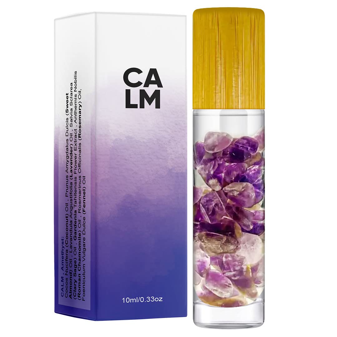 GoodTasteInc Amethyst Infused Lavender Essential Oil Roll-On - Natural Aromatherapy Perfume for Stress Relief & Relaxation - Portable Roller Bottle for Love, Healing & Calm - Perfect for Home, Office & Travel Use