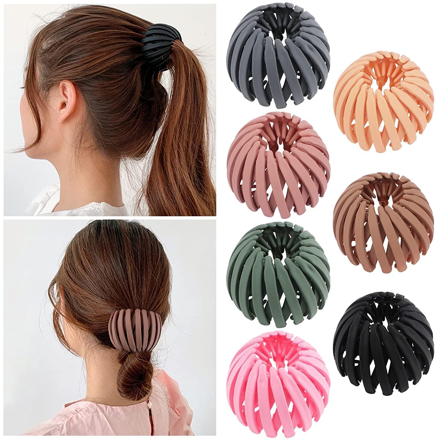 4PCS Korean Fashion Rhinestone Rose Hair Clips - Expandable Ponytail Holders & Bun Makers for Women (Multicolor) | Perfect for Weddings, Parties & Daily Styling