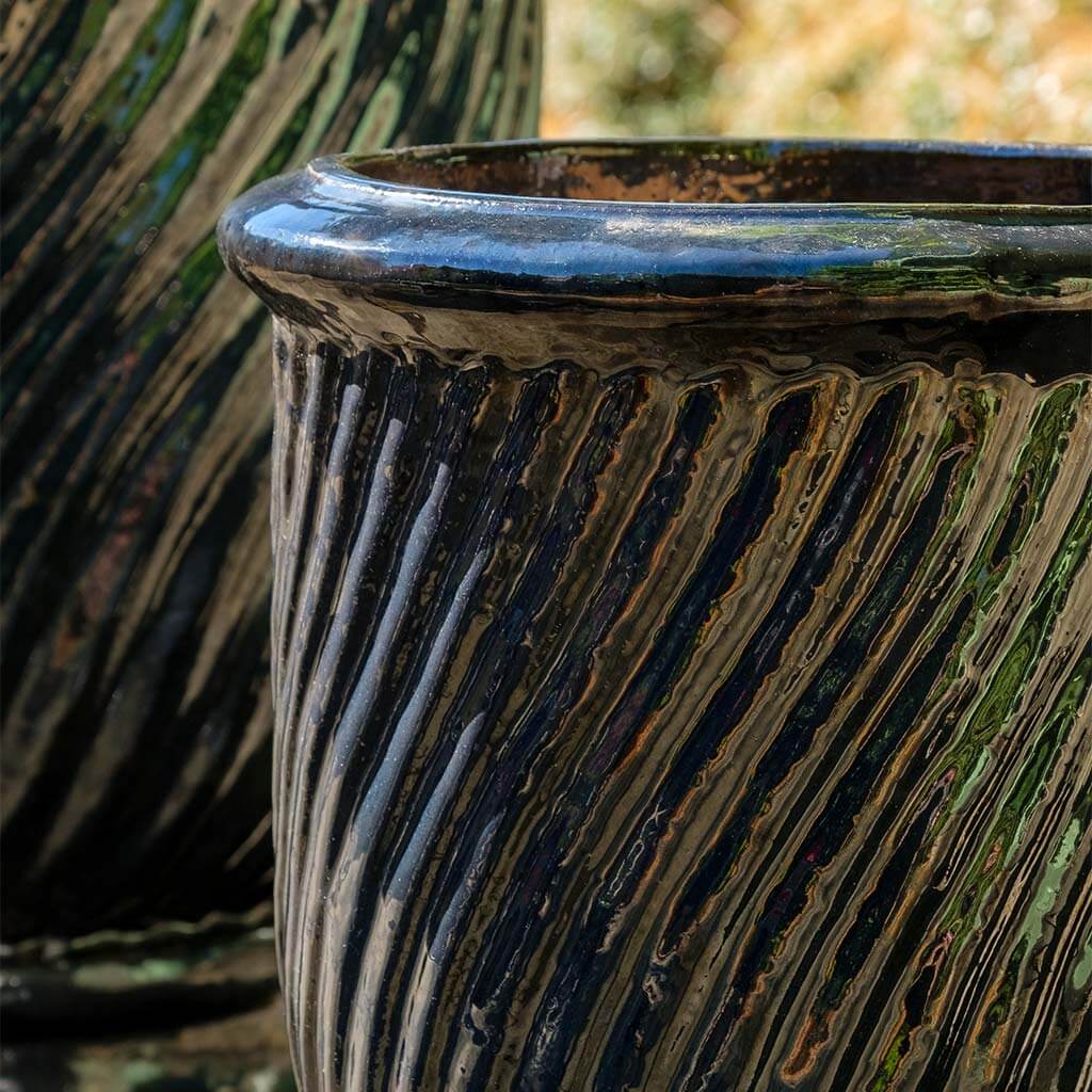 Campania International Beausoleil Planter Set of 2 in Ink - Elegant Outdoor Garden Planters for Patio, Porch & Home Decor