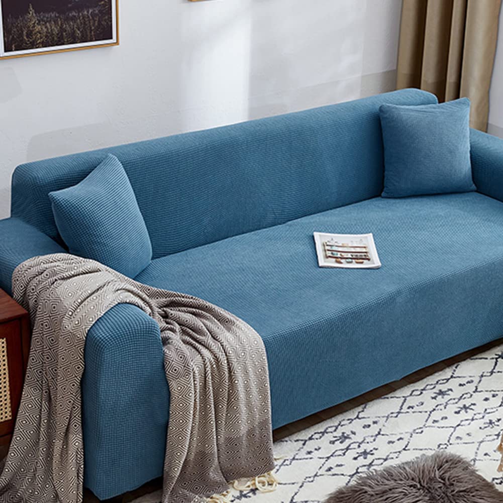 Waterproof Anti-Slip Solid Color Sofa Slipcover with Tie - 3 Seater Sofa Protector (74