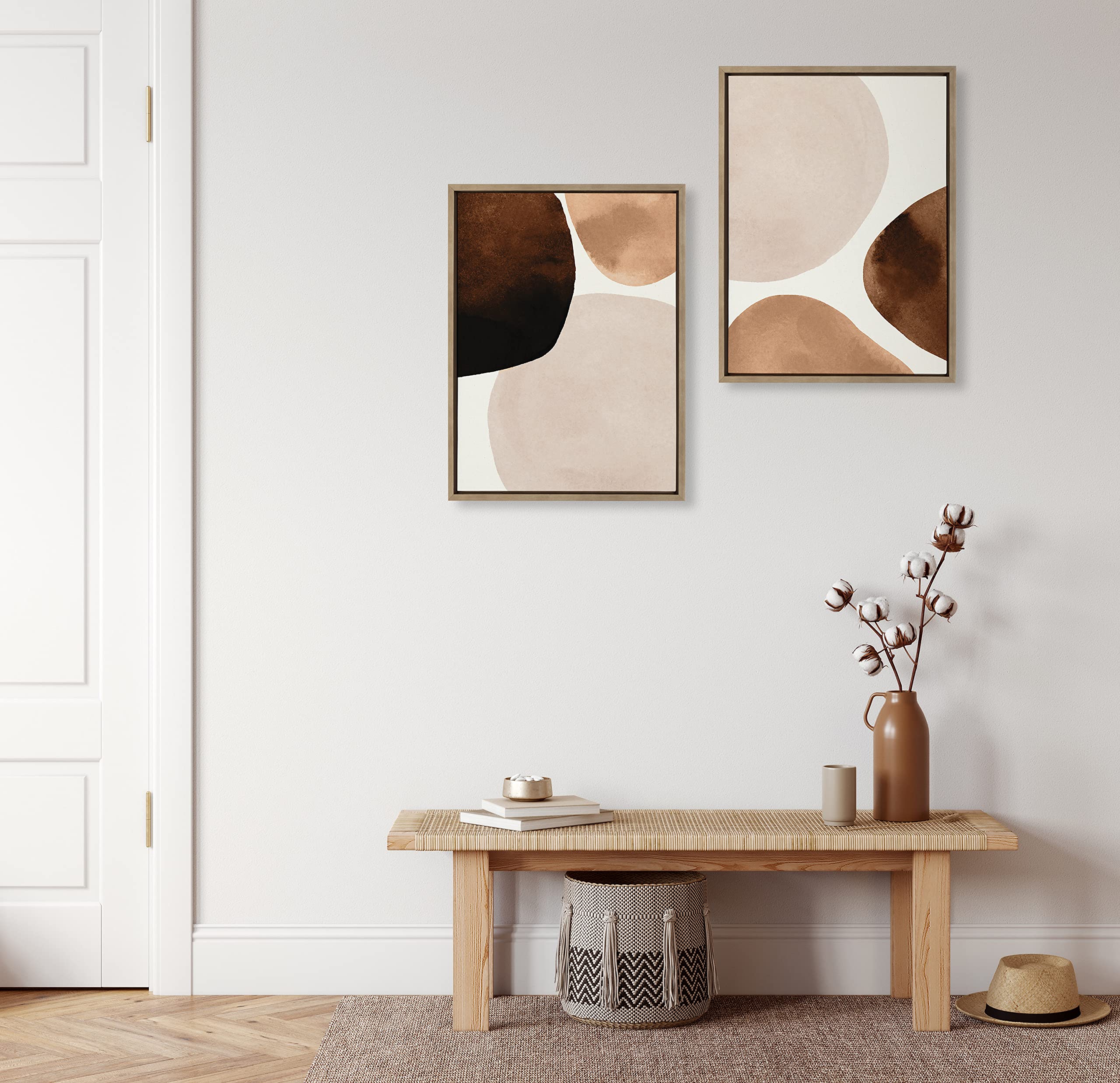 Amy Lighthall Framed Canvas Wall Art Set - Abstract Gold Sylvie Shapes I & II Prints (18x24 inches, Set of 2) | Modern Home Decor for Living Room, Bedroom & Office