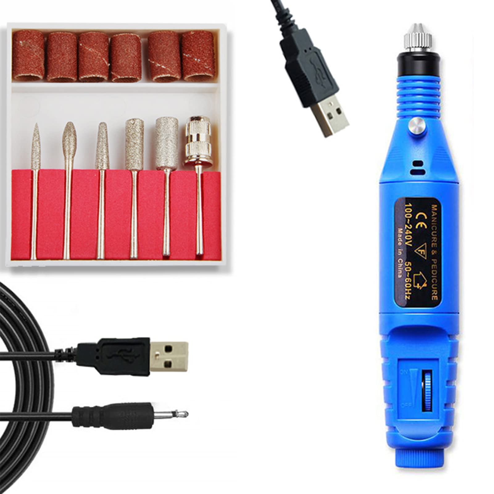 Professional Portable Electric Nail Drill Kit - USB Rechargeable Manicure Tool for Acrylic Nails, Gel Polish Removal & Nail Art | Perfect for Home Salon, Nail Techs & DIY Beauty Care (Blue)