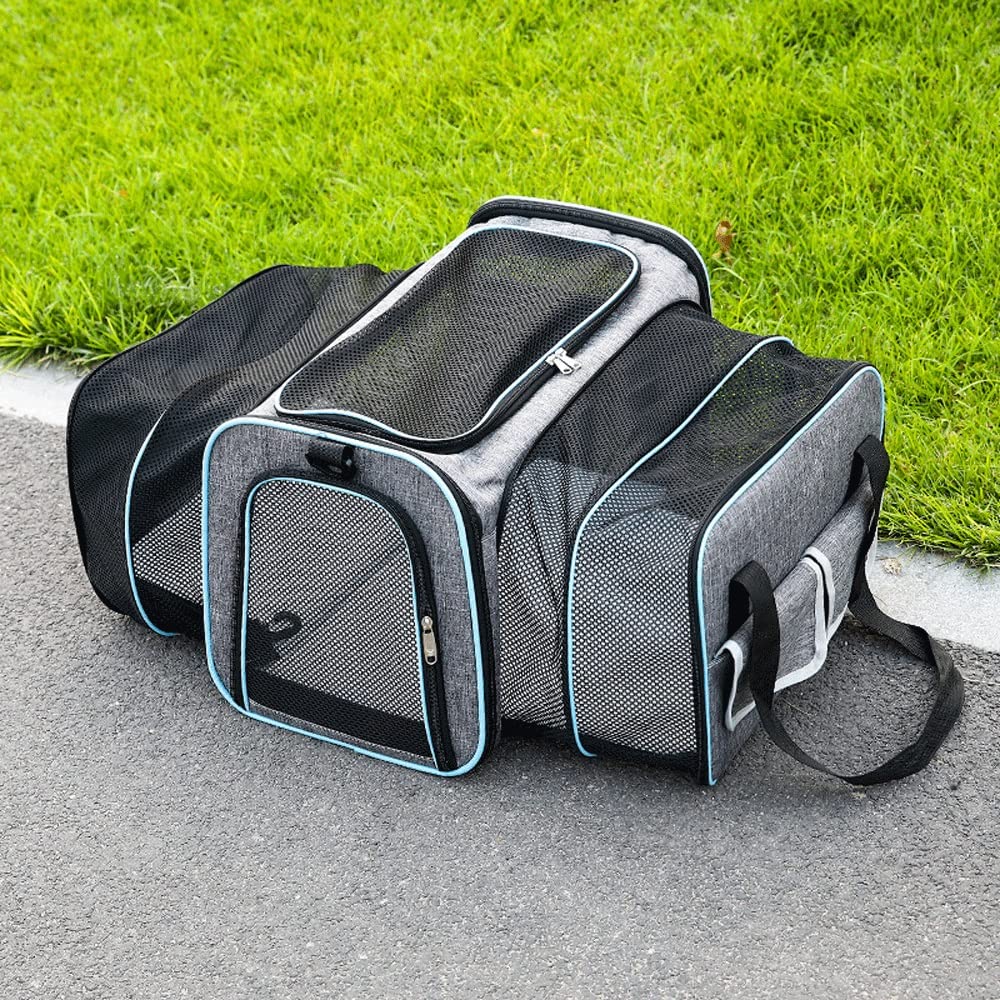 Gikko Airline Approved Expandable Soft-Sided Pet Carrier - Travel Bag for Cats & Small Dogs with Removable Fleece Pad | TSA Compliant, Lightweight & Foldable | Perfect for Air Travel, Vet Visits & Road Trips