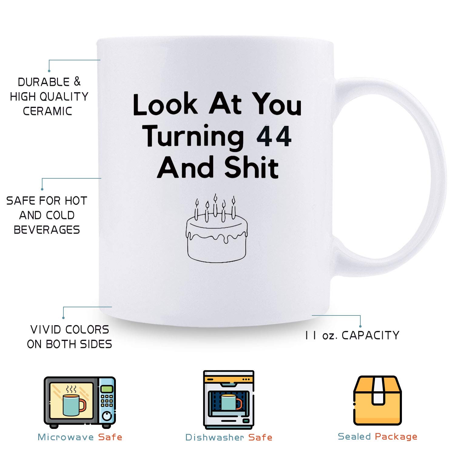 1975 Birthday Gifts for Women - 44th Birthday Coffee Mug for Mom, Wife, Sister, Friend, Colleague - 11oz Ceramic Cup - Perfect for Office, Home & Special Celebrations