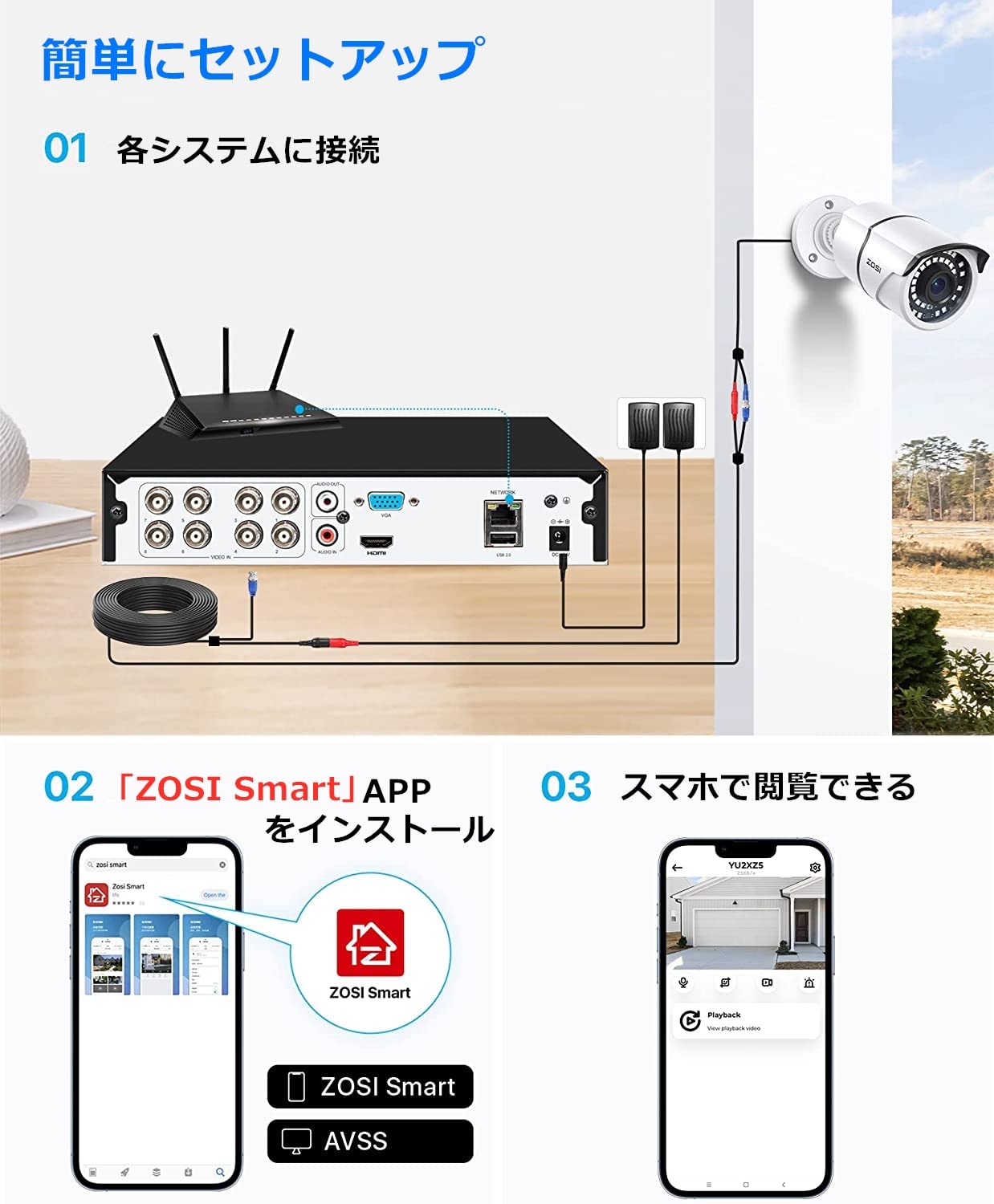 ZOSI 8 Channel 5MP Lite H.265+ DVR Security Camera System with 4 x 1080p Weatherproof Bullet Cameras - 120ft Night Vision, 105° Wide Angle for Home & Business Surveillance (No HDD) - Ideal for Indoor/Outdoor Monitoring, Backyard Security & 24/7 Property Protection