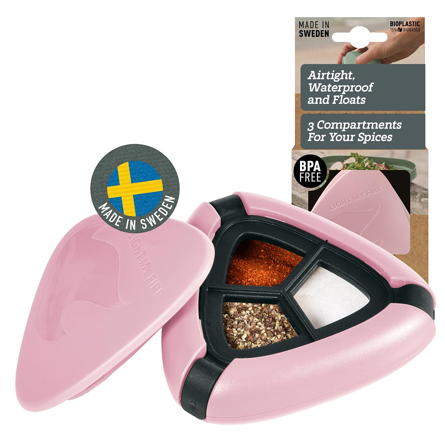 Light My Fire Salt & Pepper Shakers - Portable Travel Spice Kit with BPA-Free Multi Spice Container - Perfect for Camping, Hiking, Picnics & Outdoor Adventures