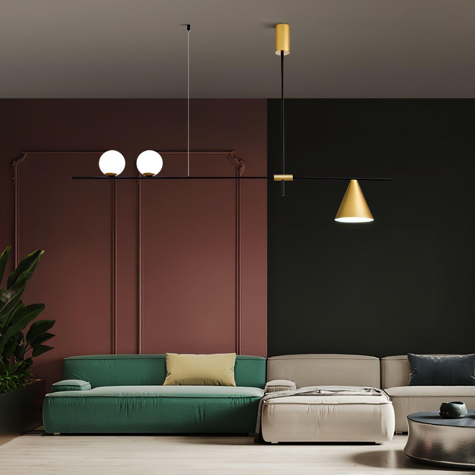 Eclipse Modern Linear Suspension Light - Sleek Minimalist LED Pendant Lighting for Kitchen Island, Dining Room & Living Room - Adjustable Hanging Fixture with Dimmable Warm White Light