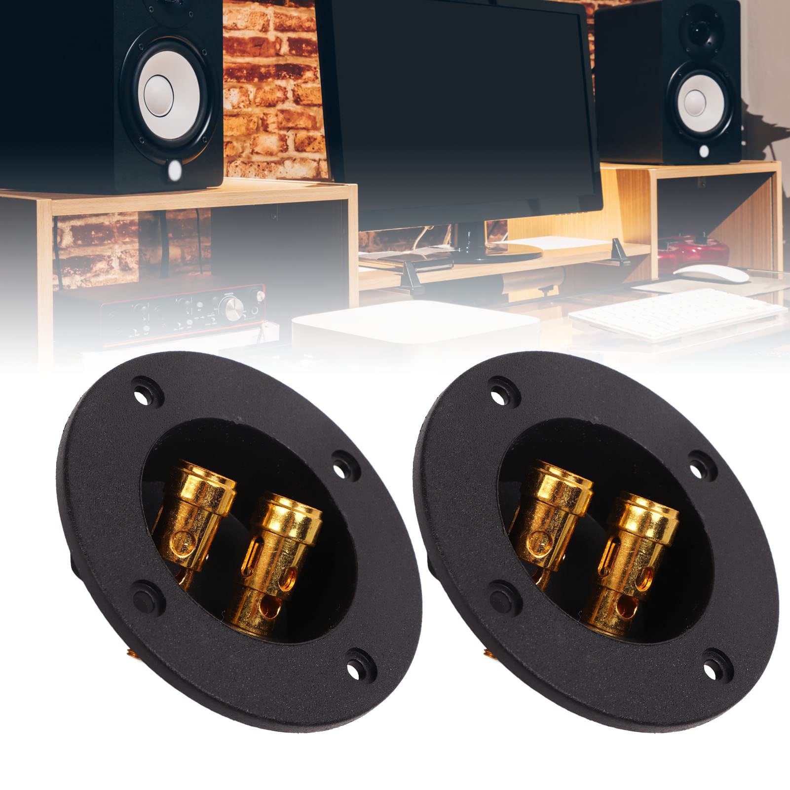 5Pcs Round 2-Way Stereo Speaker Terminal Cup with Double Binding Posts for Car, RV, Yacht Audio - High-Quality Speaker Box for Enhanced Sound Experience