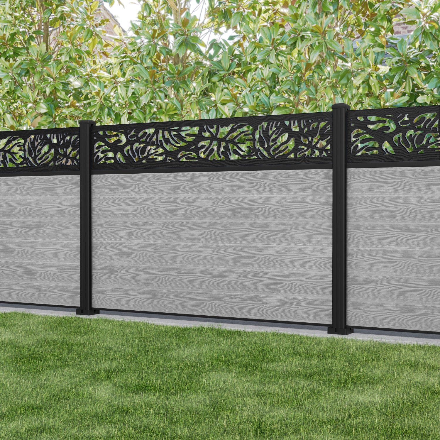 Classic Botanic Fence Panel Light Grey - Durable Aluminum Fence Posts for Garden, Yard & Outdoor Privacy | Weather-Resistant Decorative Fencing Solution