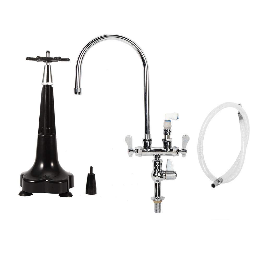 Qiilu Cup Washer Base - Commercial Coffee Shop Bar Cup Cleaner & Rinser with Single Temperature Gooseneck Faucet for Mugs, Glasses & Various Cup Sizes - Perfect for Cafés, Bars & Restaurant Dishwashing Stations