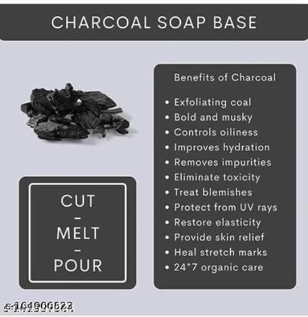 Natural Charcoal Soap Base (500g) for Deep Cleansing & Detox - Perfect for Acne Treatment, Blackhead Removal & Skincare Routine