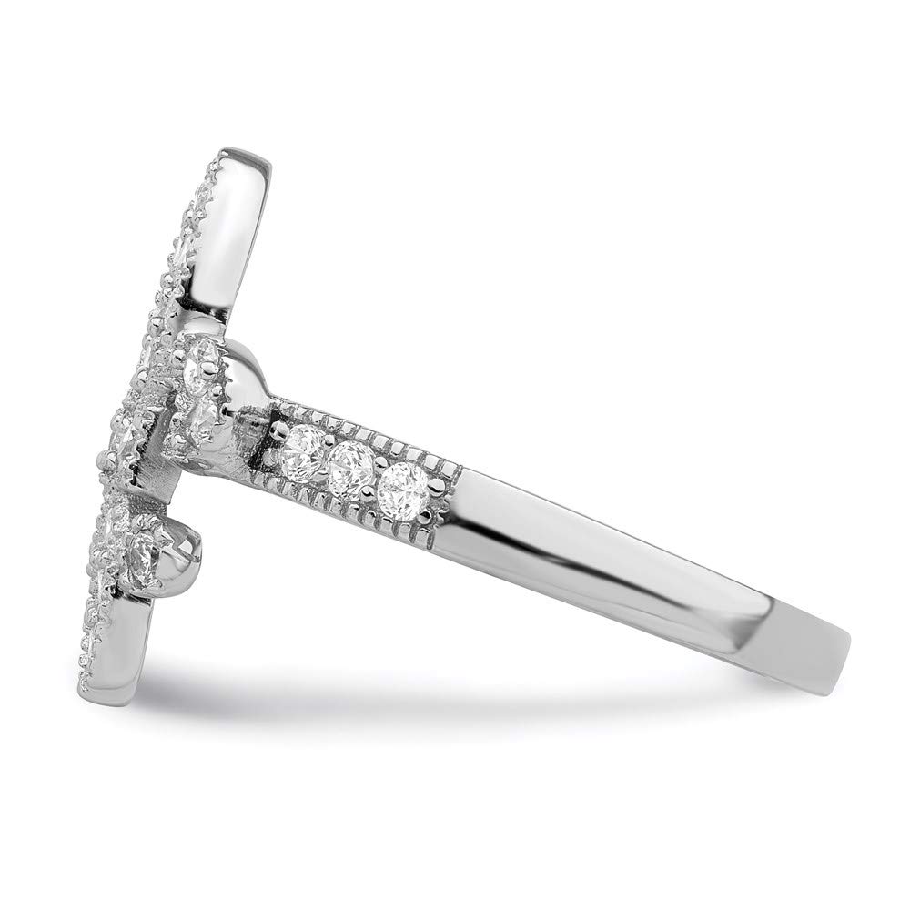 925 Sterling Silver Cubic Zirconia Fleur-de-Lis Ring for Women - Elegant Dainty Jewelry Gift for Her, Perfect for Anniversary, Birthday, Valentine's Day & Special Occasions