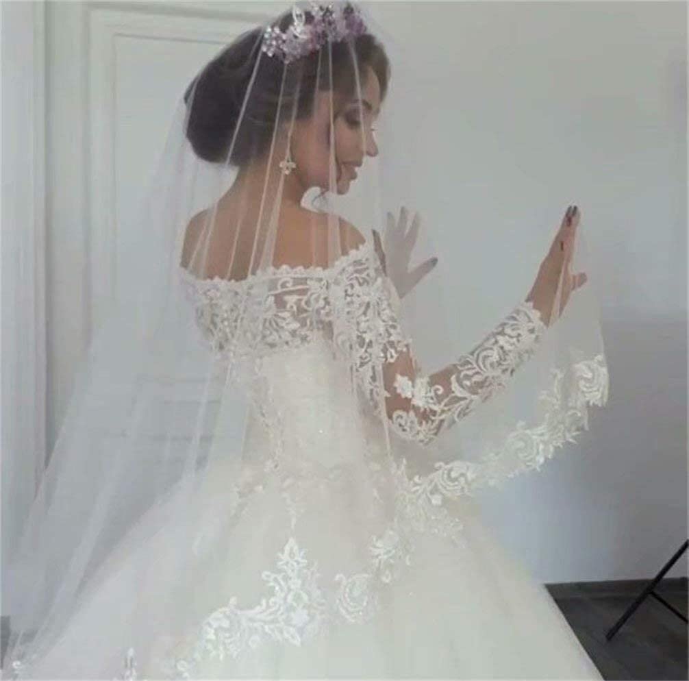 Elegant Long Sleeve Lace Wedding Dress for Women - Romantic Applique Bridal Gown for Church, Beach & Outdoor Ceremonies