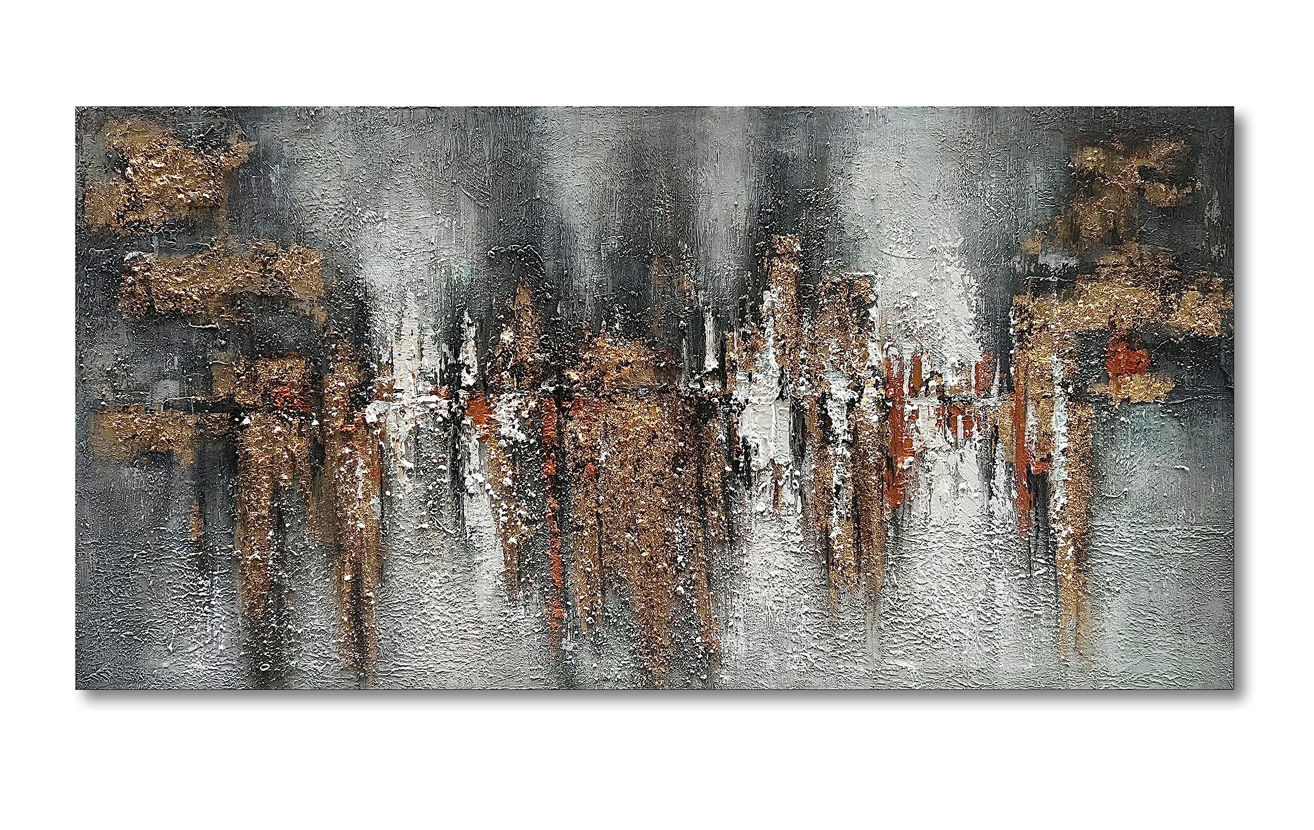 Limiyer Hand-Painted Abstract Landscape Oil Painting - 24x48 Inch Textured Canvas Wall Art for Living Room, Bedroom & Office Decor | Modern Home Decoration
