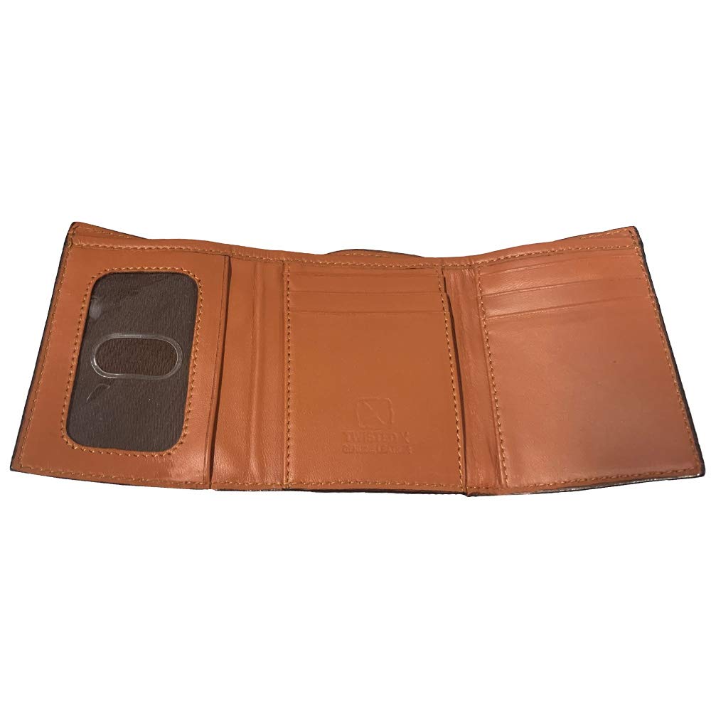 Twisted X Distressed Leather Wallet with Turquoise X - Genuine Leather Trifold Wallet for Men - Perfect for Everyday Carry, Travel & Gifts
