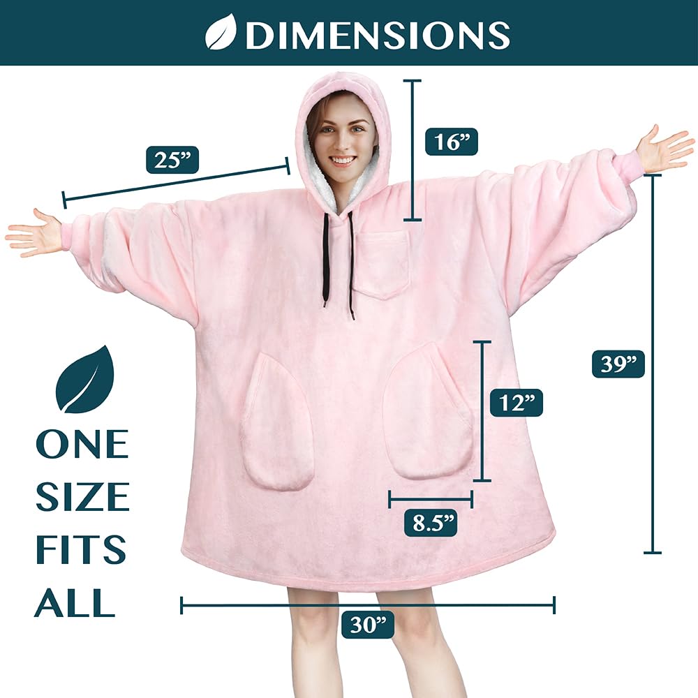PAVILIA Women's Sherpa Wearable Blanket Hoodie - Oversized Fleece Hooded Sweatshirt for Men & Women | Cozy Lounge Wear for Netflix, Camping & Home Relaxation