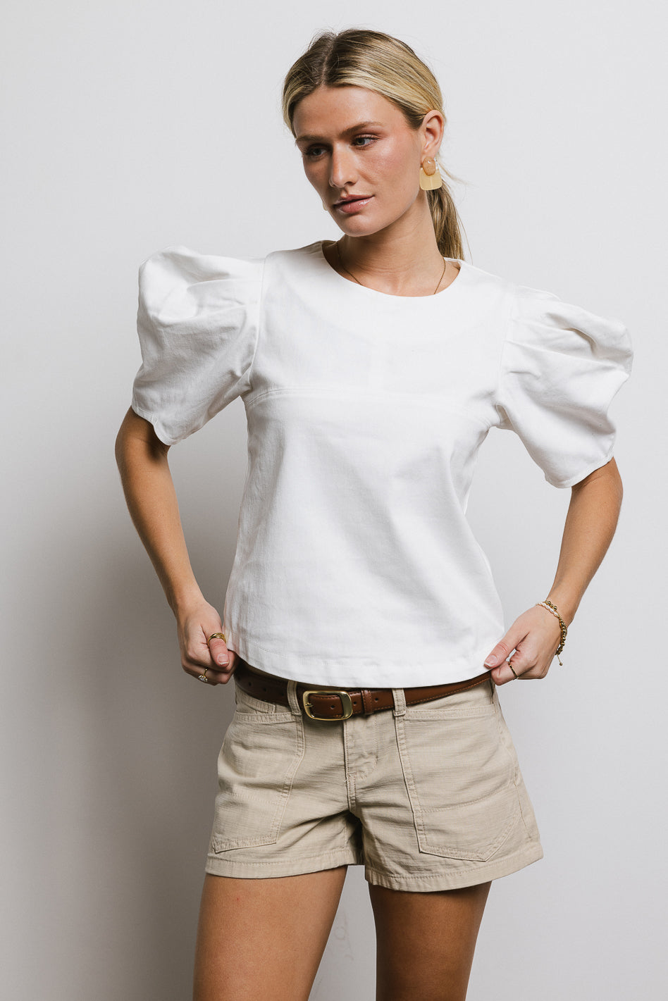 Aubree Cream Denim Top for Women | Casual Chic Blouse | Perfect for Outings, Dates & Office Wear