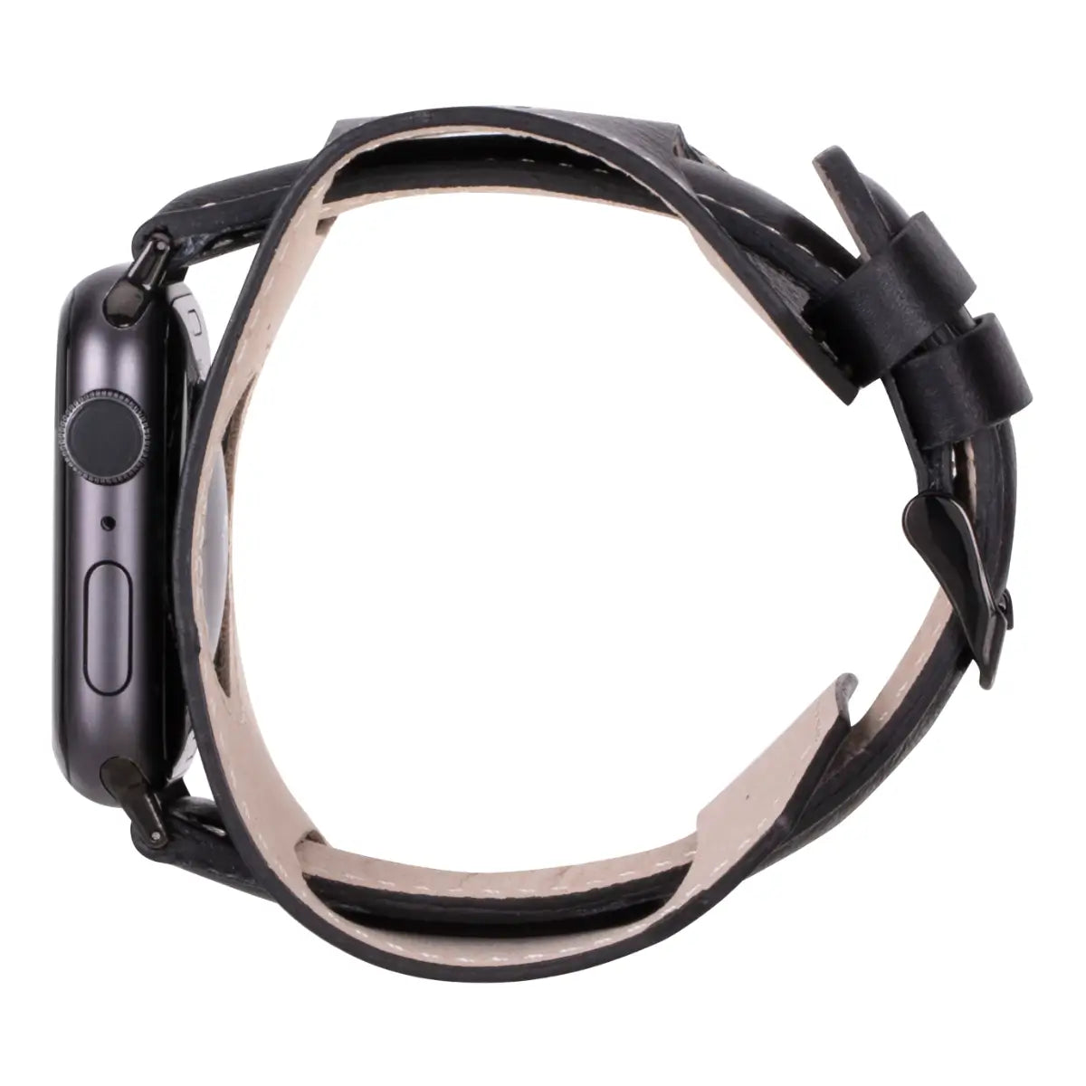Premium Black Leather Cuff Strap for Apple Watch - Stylish & Durable Replacement Band for Workouts, Office & Everyday Wear