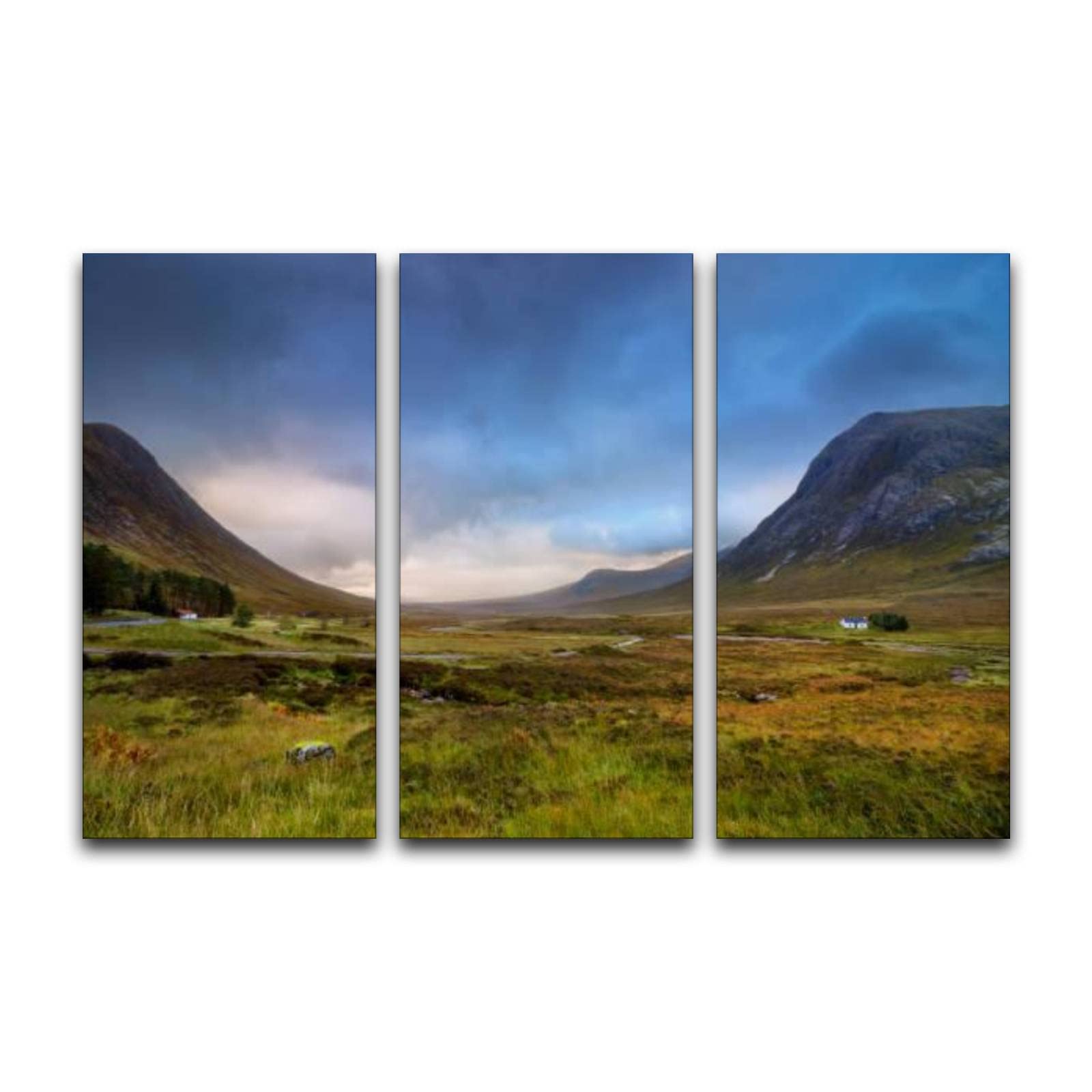 3 Piece Canvas Wall Art - Scottish Highlands Scenery Stretched & Framed Painting Posters for Home Decor | Ready to Hang | Perfect for Living Room, Bedroom & Office Decor