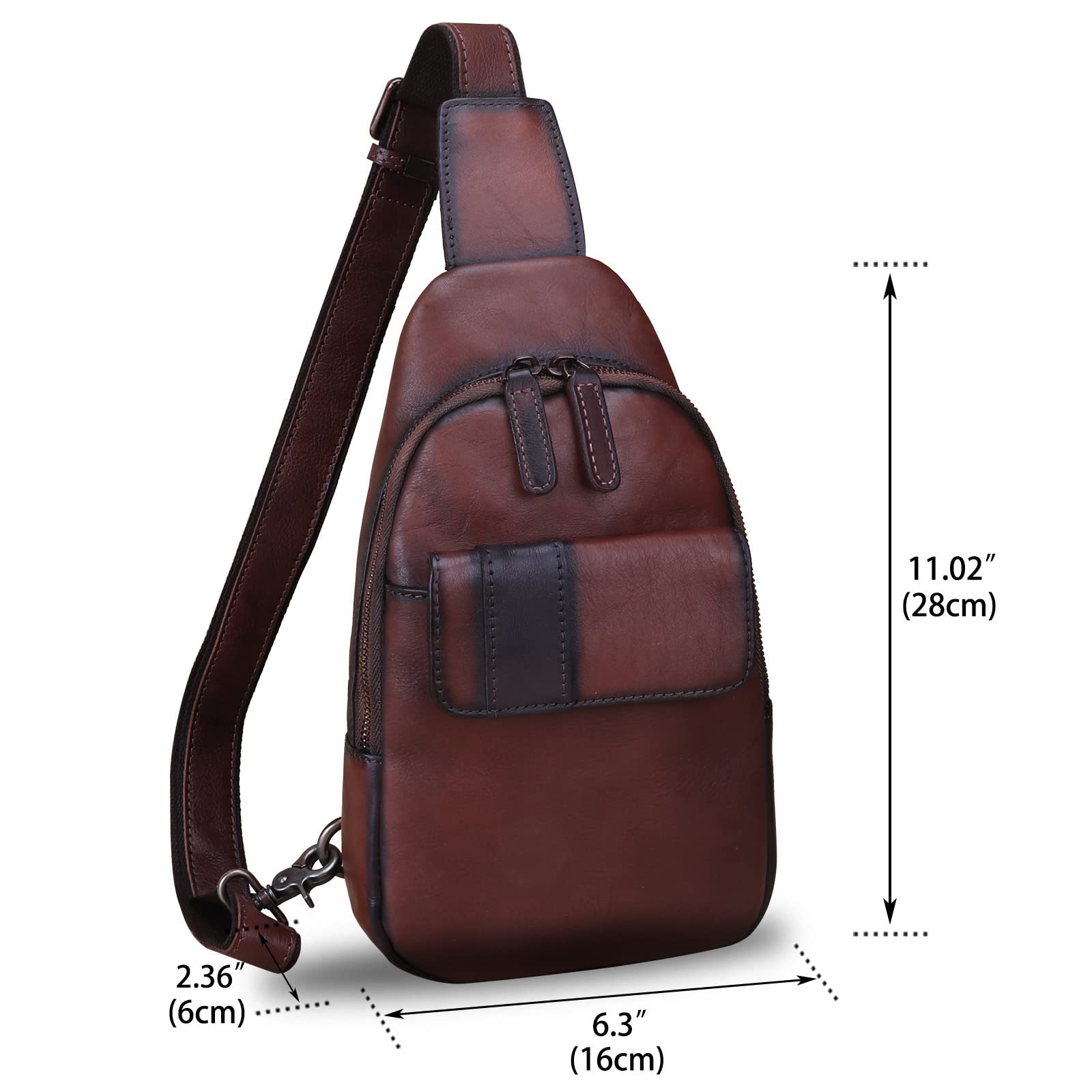 LRTO Genuine Leather Sling Bag for Women & Men - Handmade Crossbody Chest Backpack - Perfect for Travel, Work & Everyday Use