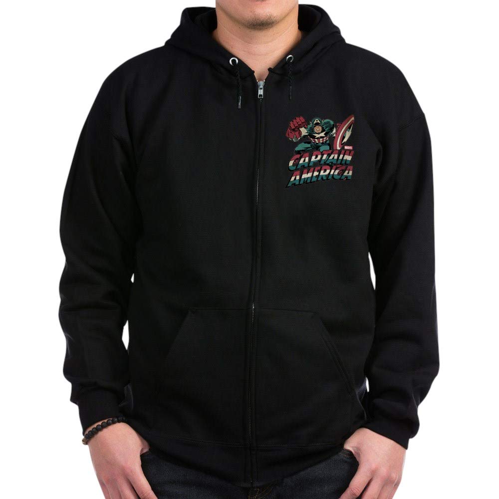 Captain America Zip Hoodie - Dark Blue Marvel Superhero Pullover for Men & Women | Perfect for Cosplay, Comic Con & Casual Wear