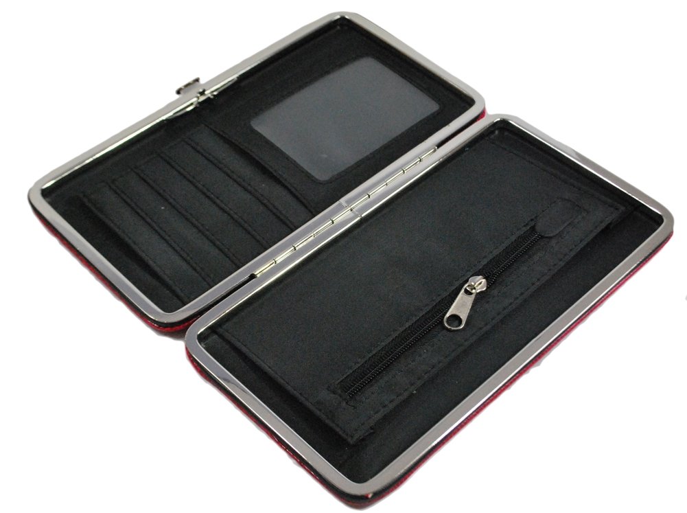 Black Glossy Snakeskin Small Flat Hard Clutch Wallet for Women - Elegant Evening Bag for Parties, Weddings & Special Occasions