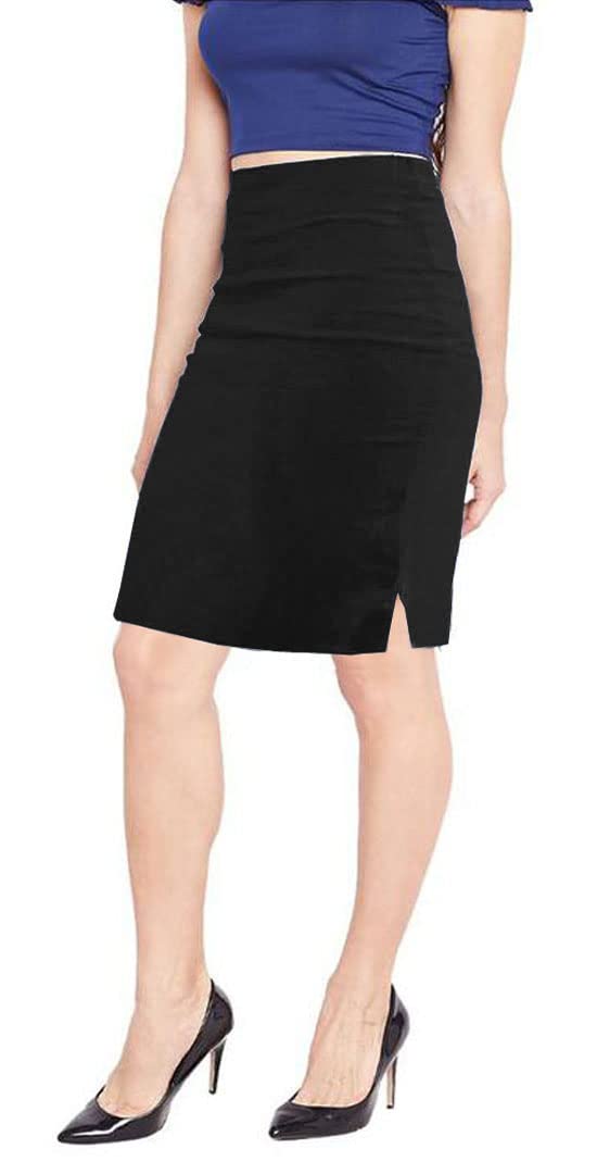 Femiss Women's Stretch Pencil Skirt - Knee Length Midi Skirt for Office, School Uniform & Everyday Wear - Bodycon Work Skirt in Black, Grey & Navy Blue - Perfect for Business, Professional & Casual Outfits