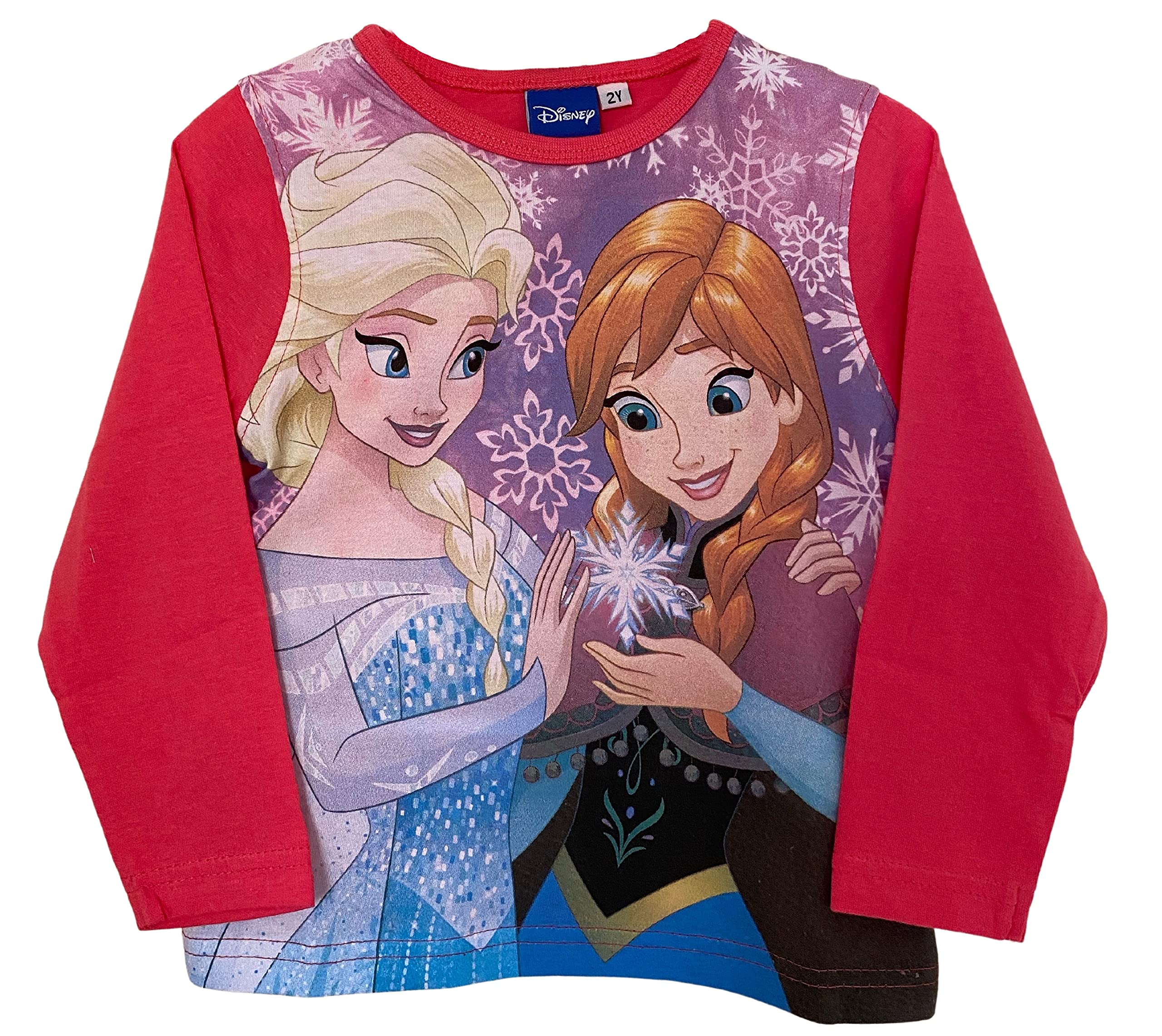 Disney Frozen Elsa and Anna Girls' Cotton Long Sleeve T-Shirt - Kids Character Print Summer Top for School, Playdates & Birthday Parties